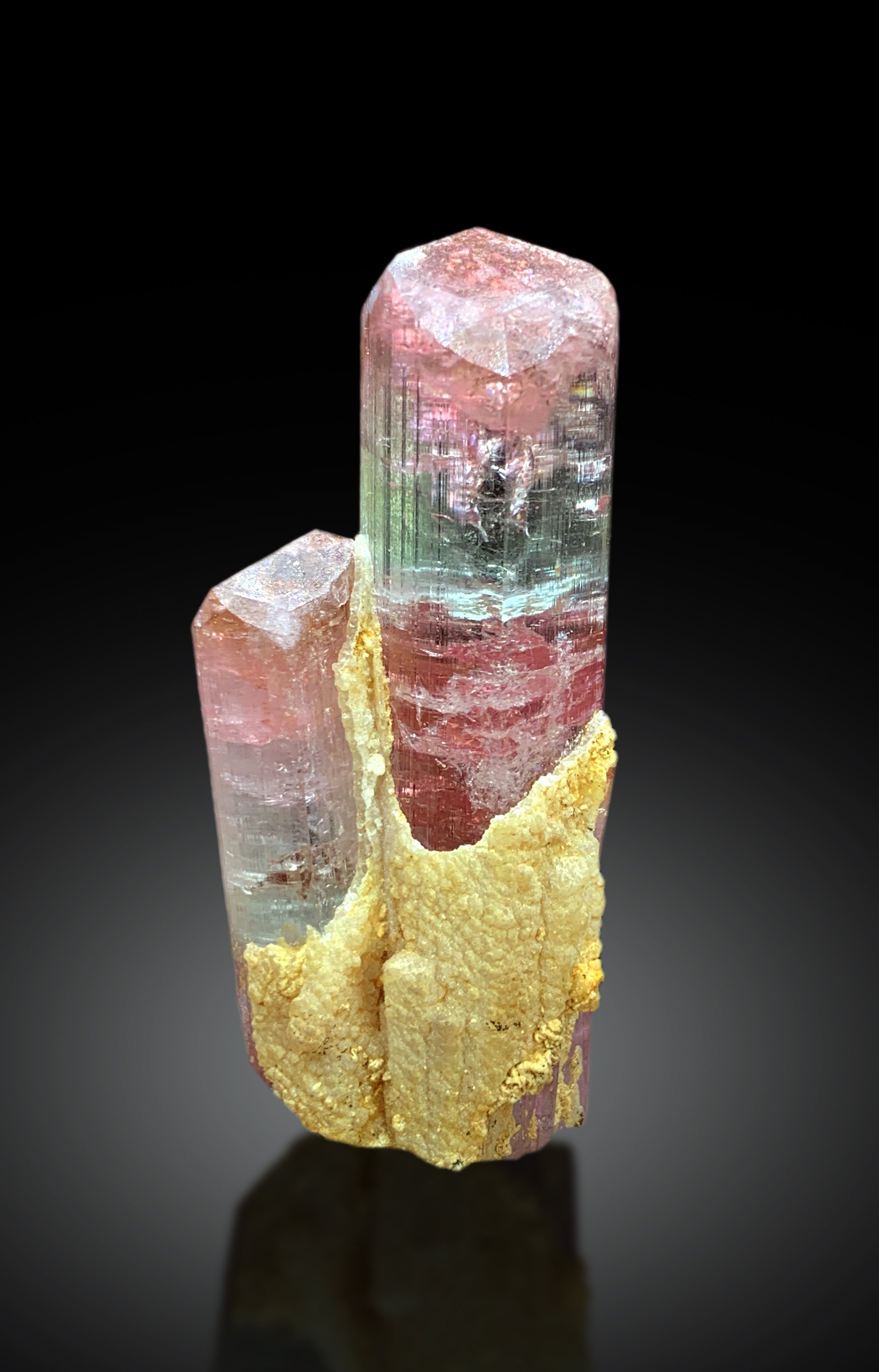 Stunning Twinned Bicolor Tourmaline Crystal from Paprok Afghanistan - 53 gram