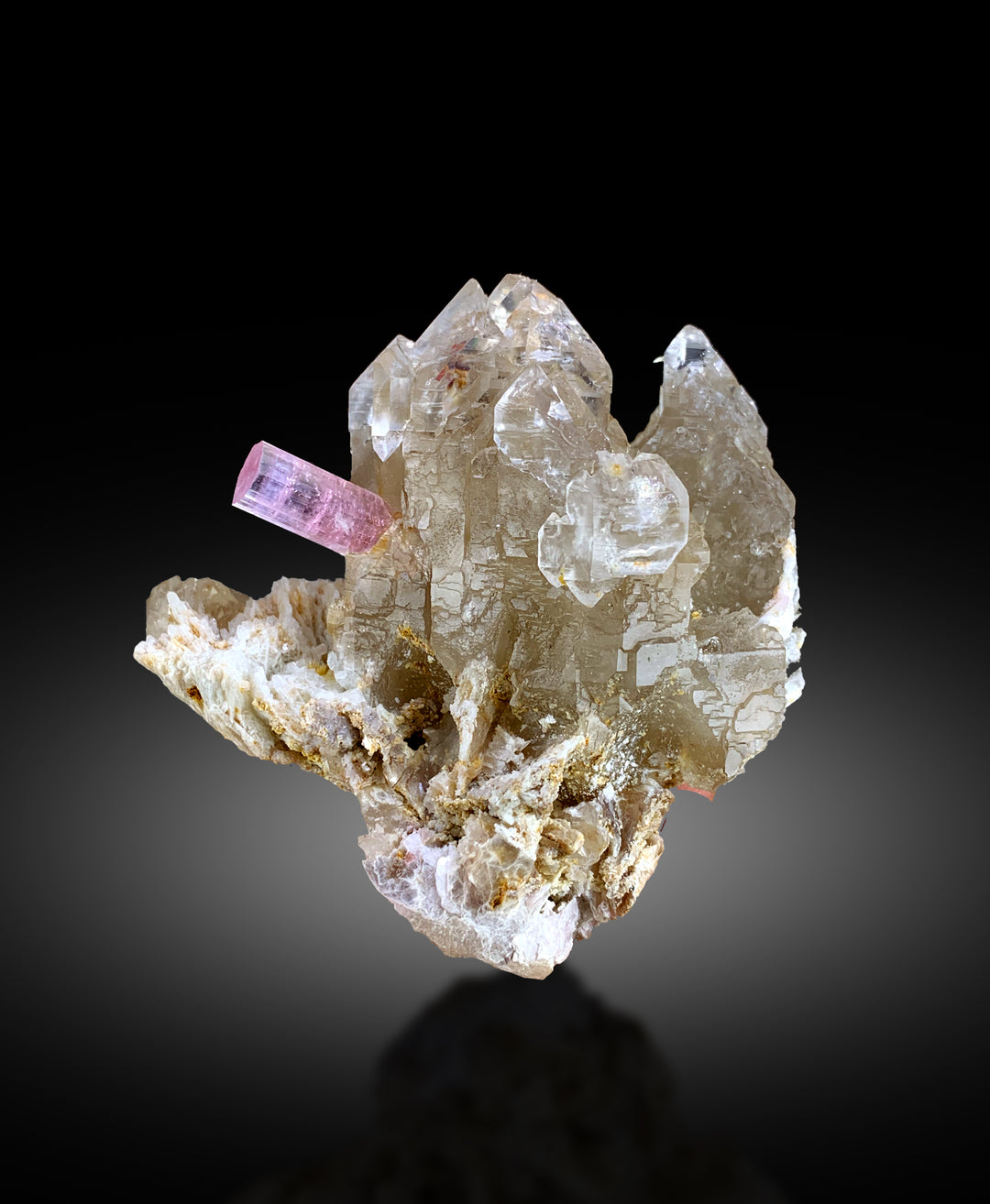 Natural Pink Color Tourmaline Crystal with Smoky Quartz and Albite, Tourmaline Specimen, Tourmaline from Paprok Afghanistan - 294 gram