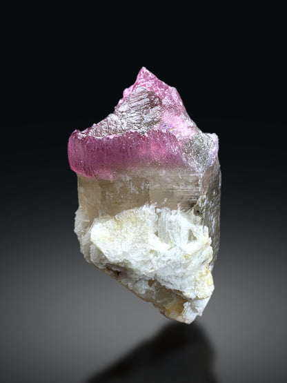 Crystallized Pink Rose Quartz Strip on Elestial Smoky Quartz from Paprok Afghanistan - 220 grams
