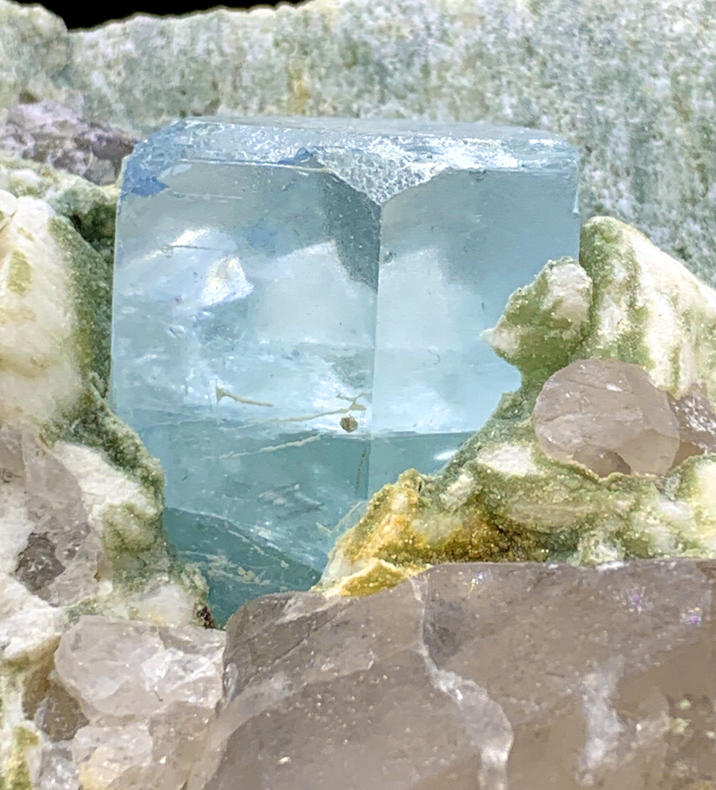 Sky Blue Color Aquamarine woth Quartz on Matrix from Shigar valley Skardu Pakistan - 665 gram