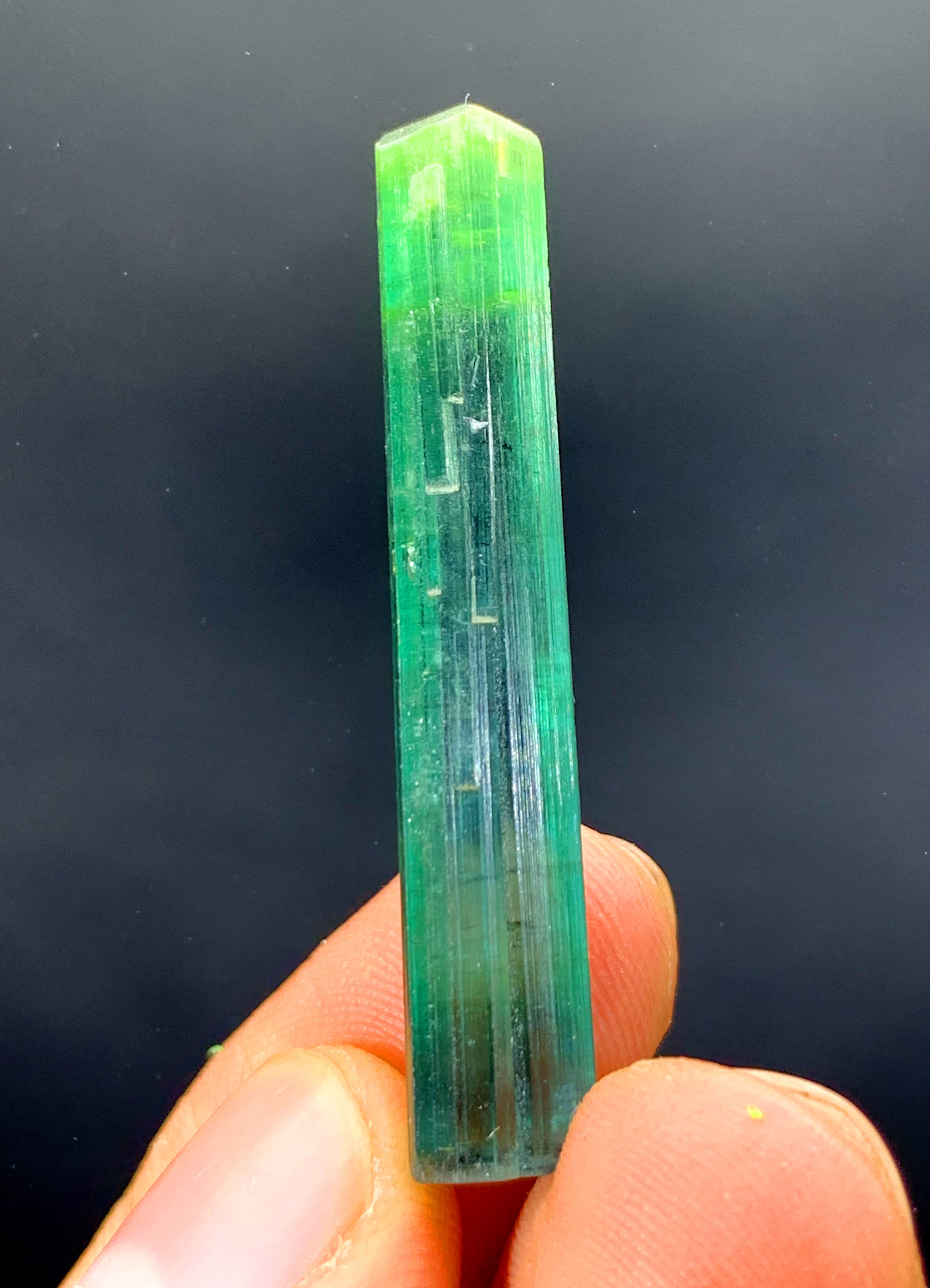 Natural Green Color Tourmaline Crystal, Lipstick Tourmaline, Tourmaline Crystal from Afghanistan - 20.0 carat