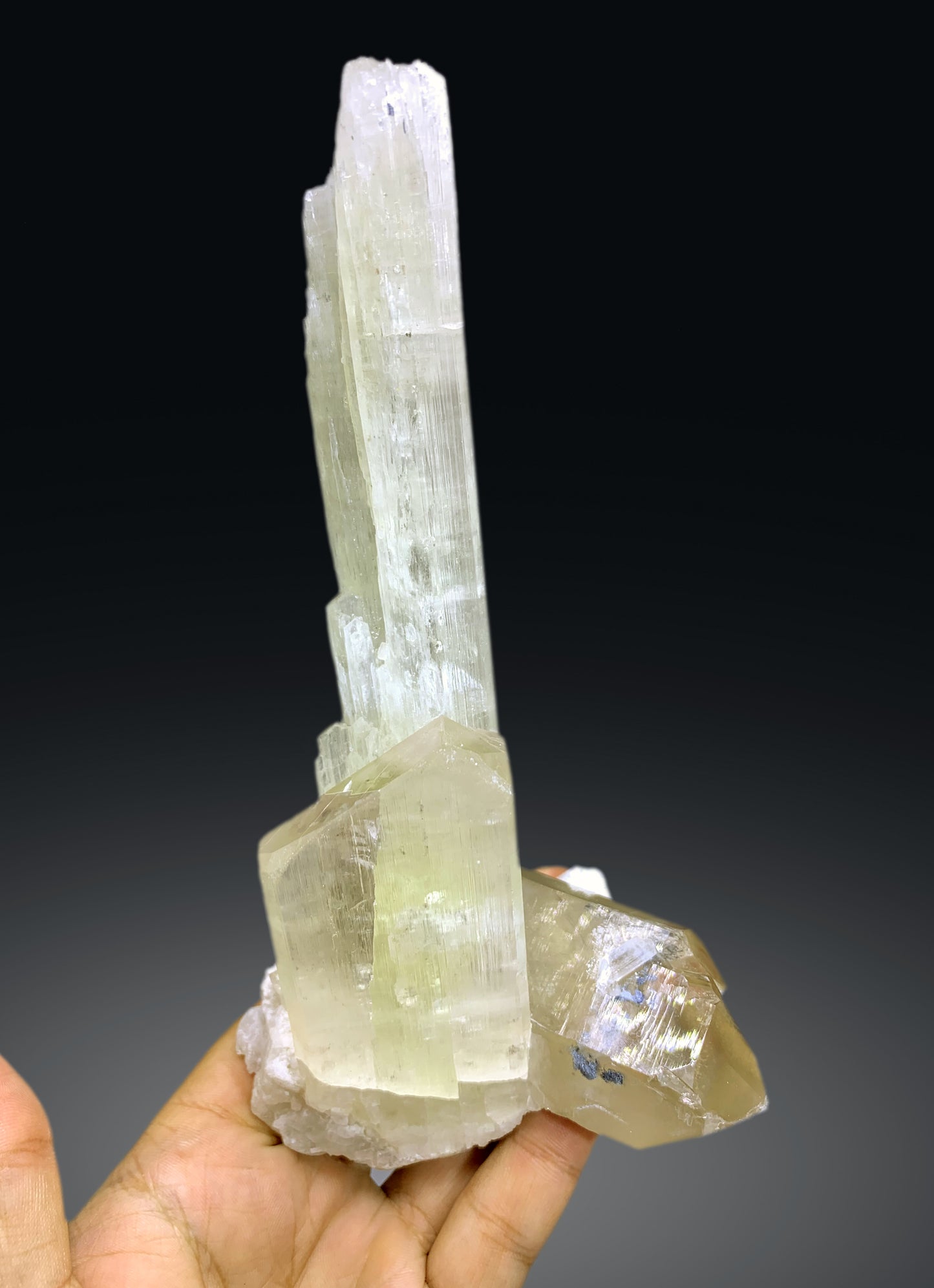 Yellow Triphane Kunzite on Smoky Quartz from Afghanistan - 537 grams