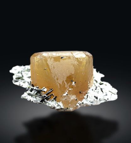 Topaz crystal on Green Tourmalines from Skardu Pakistan - 327 grams