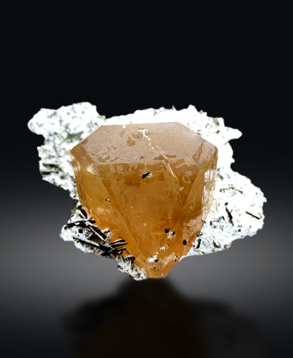 Topaz crystal on Green Tourmalines from Skardu Pakistan - 327 grams