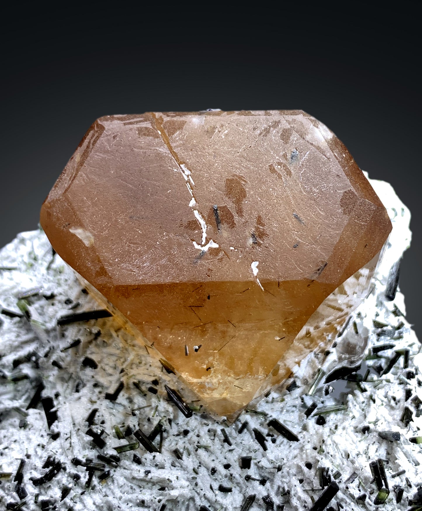 Topaz crystal on Green Tourmalines from Skardu Pakistan - 327 grams