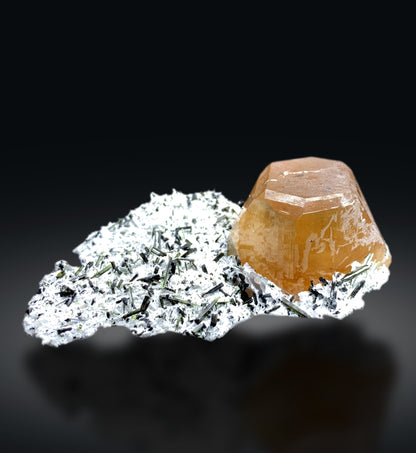 Topaz crystal on Green Tourmalines from Skardu Pakistan - 327 grams