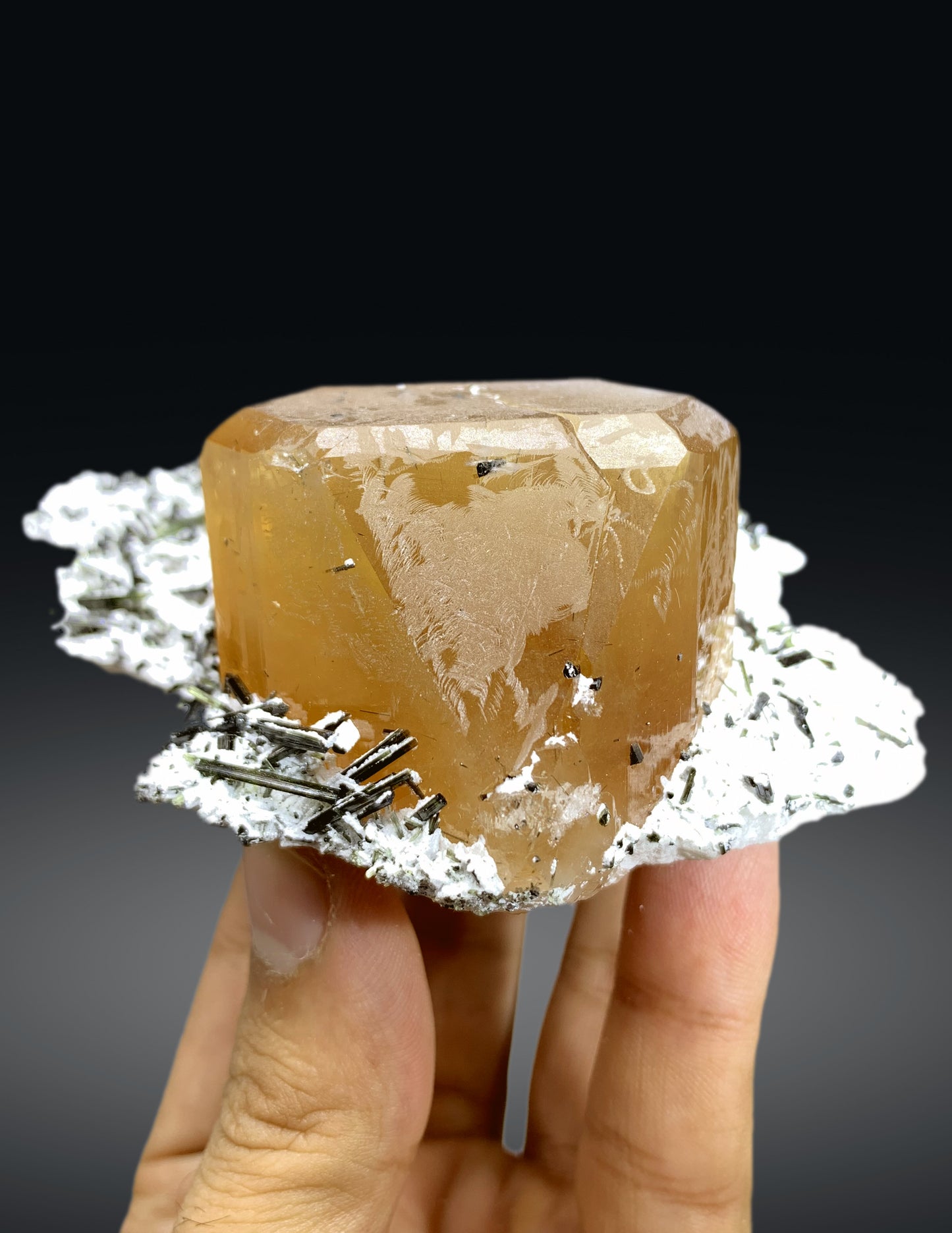 Topaz crystal on Green Tourmalines from Skardu Pakistan - 327 grams