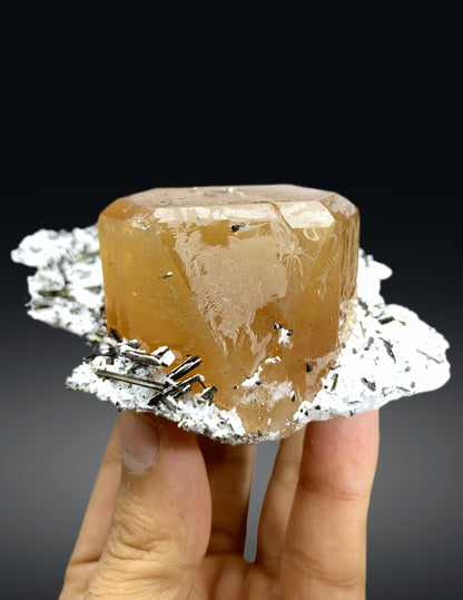 Topaz crystal on Green Tourmalines from Skardu Pakistan - 327 grams