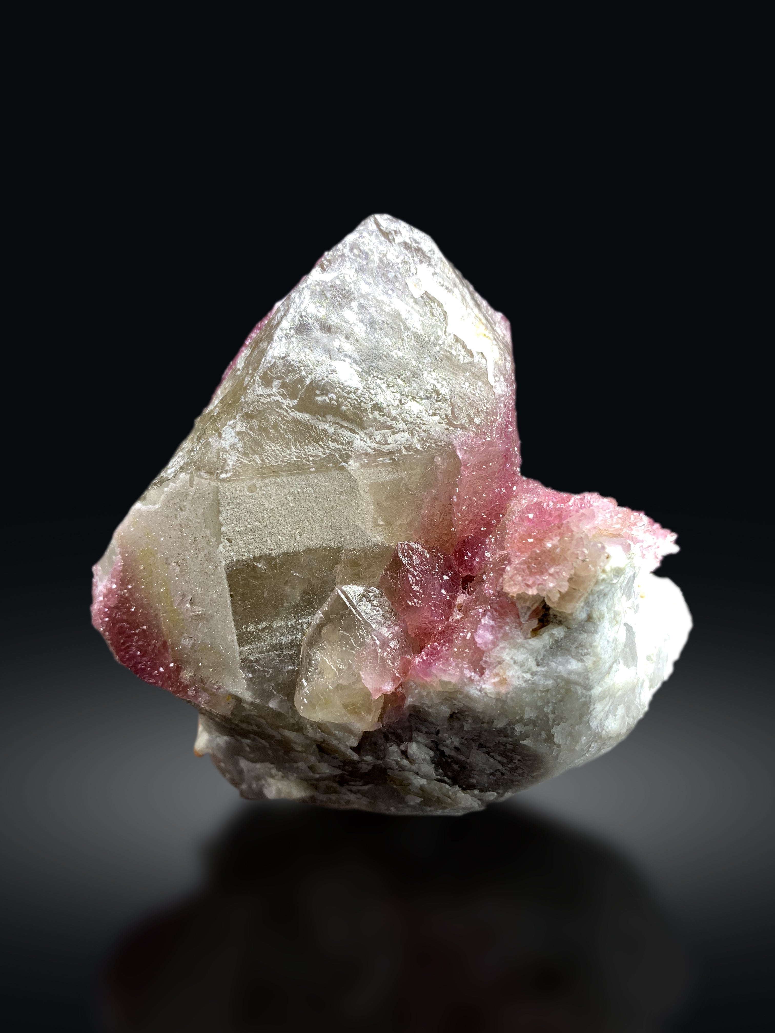 Crystallized Pink Rose Quartz on Smoky Quartz from Paprok Afghanistan - 1292 grams