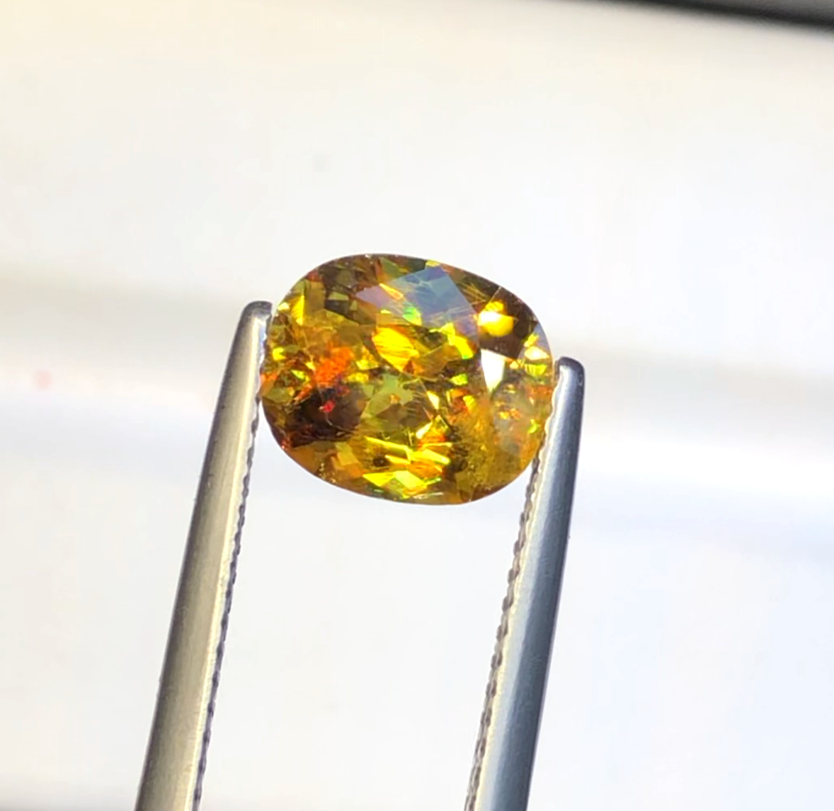 Sparkling Full Fire Sphene Titanite Gemstone With Strong Trichroism, Loose Gemstone, Oval Cut Faceted Rare Sphene - 2.00 CT