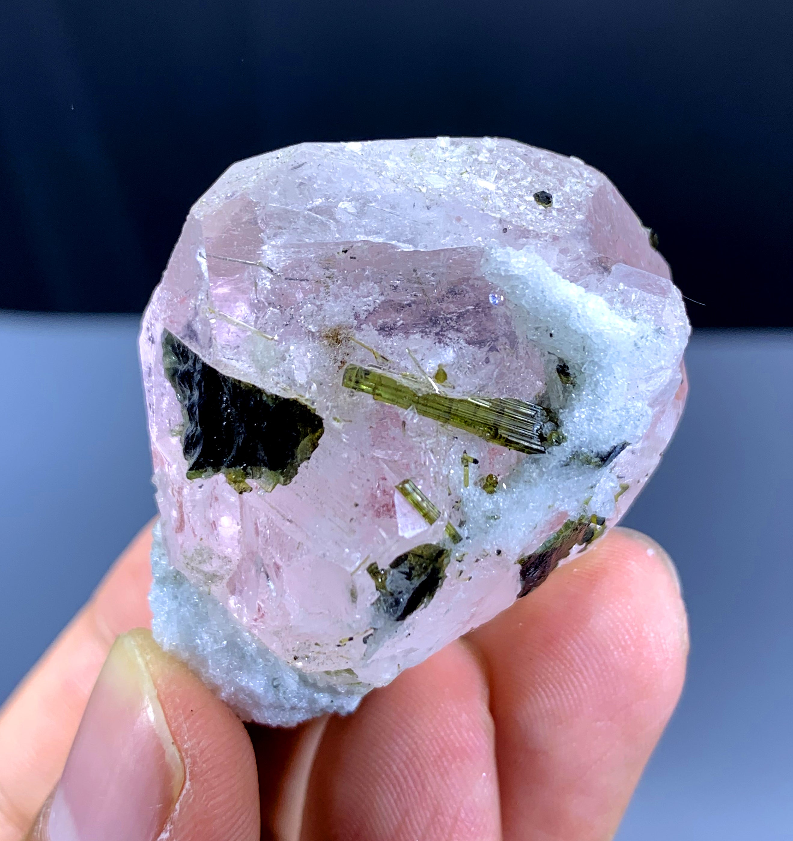 Pink Morganite with Green Tourmalines from Afghanistan - 52 gram