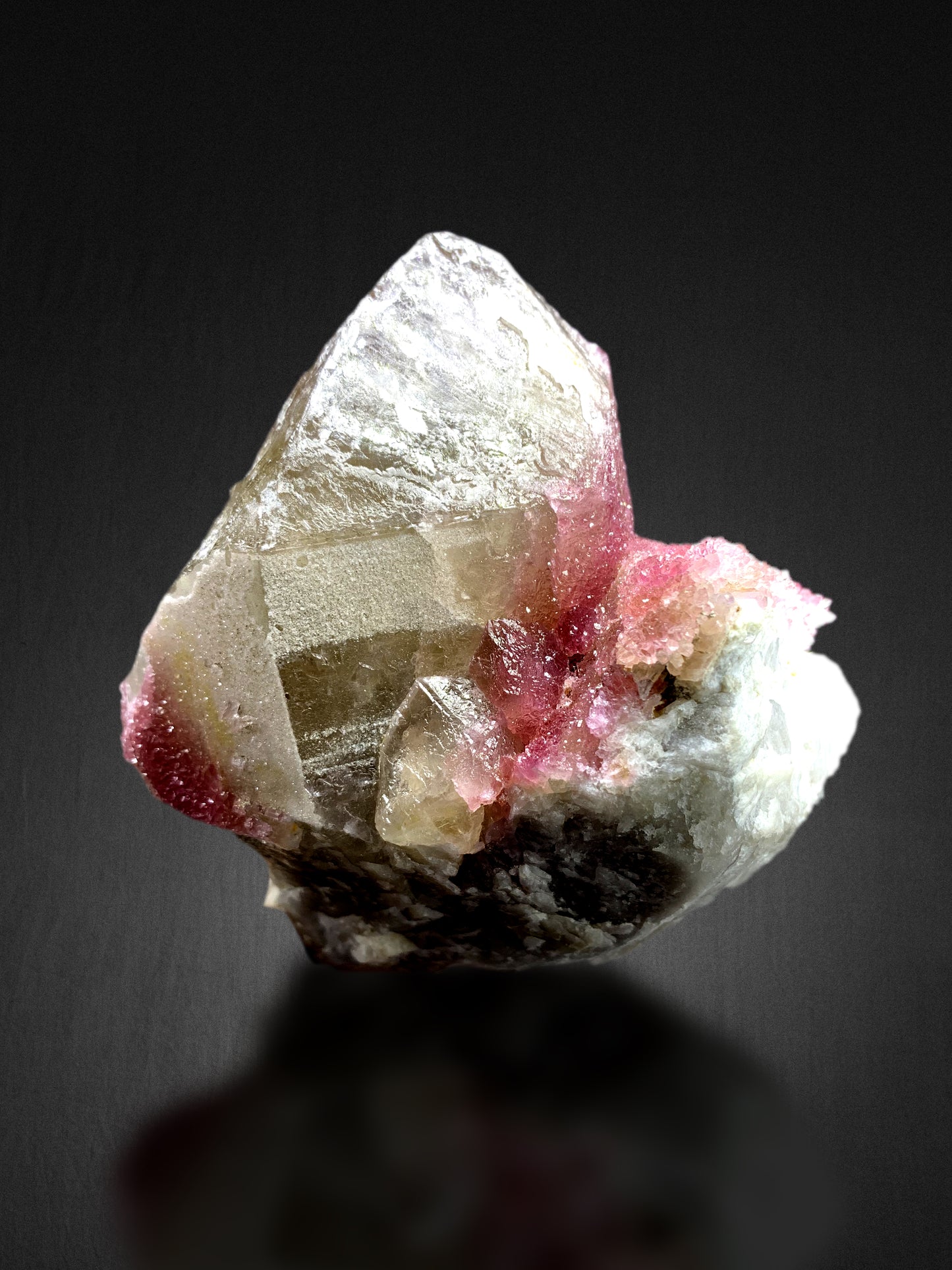 Crystallized Pink Rose Quartz on Smoky Quartz from Paprok Afghanistan - 1292 grams