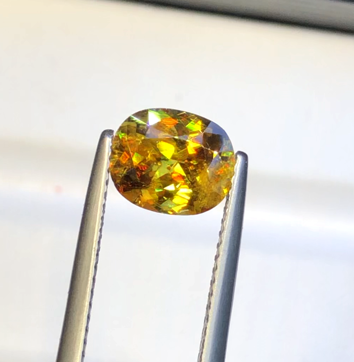 Sparkling Full Fire Sphene Titanite Gemstone With Strong Trichroism, Loose Gemstone, Oval Cut Faceted Rare Sphene - 2.00 CT