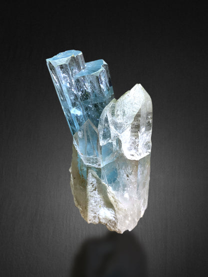 Top Grade Gemmy Aquamarine on Quartz from Shigar valley Pakistan - 305 grams