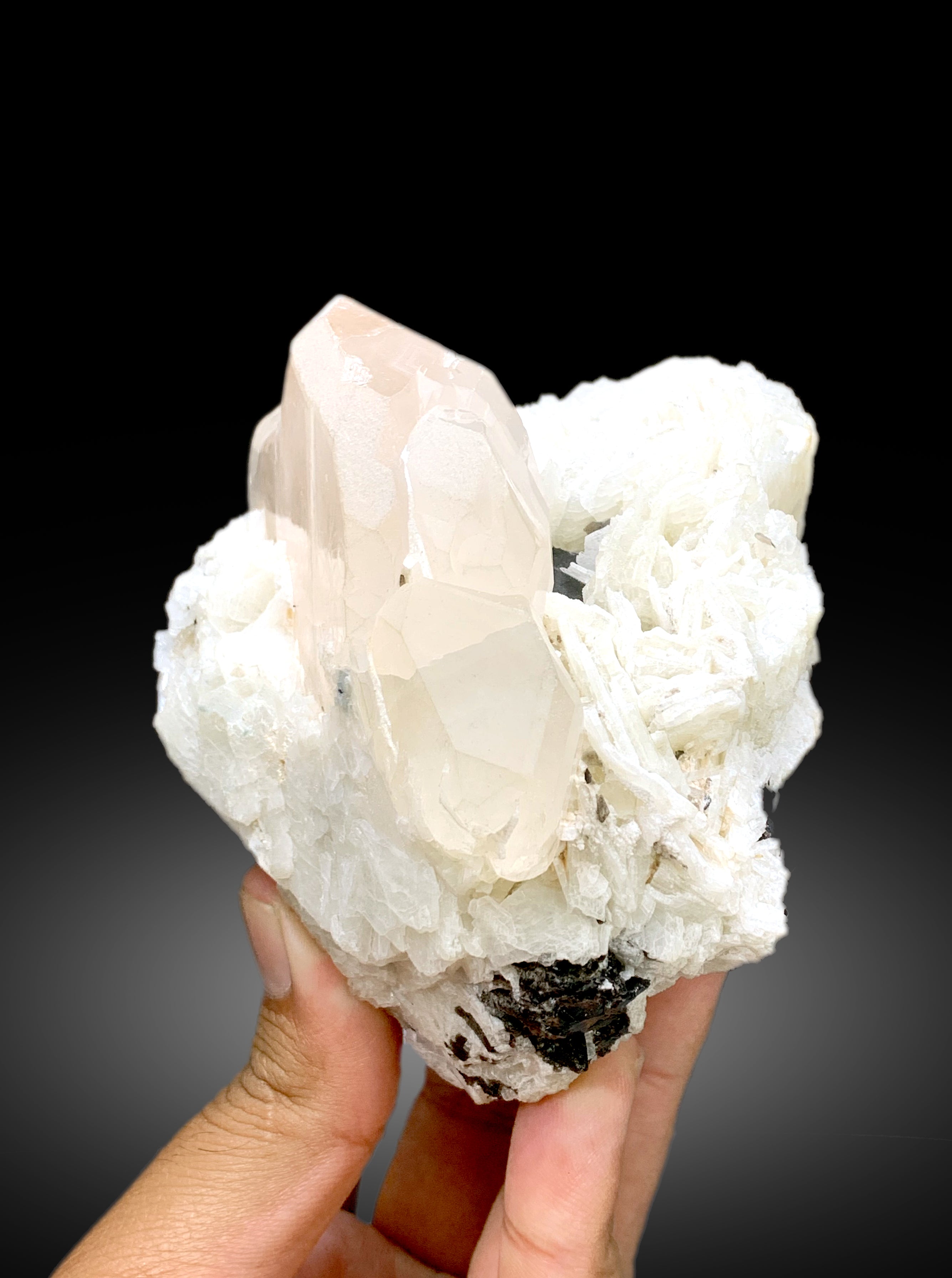 Peach Pink Color Morganite with Cleavelandite Albite Specimen from Dara-i-Pech Afghanistan - 1047 gram