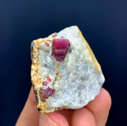 Pink Ruby Crystals On Matrix From Afghanistan - 34 Grams