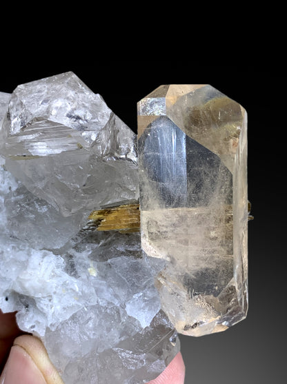 Natural Topaz Crystal on Quartz and Mica from Pakistan - 229 gram