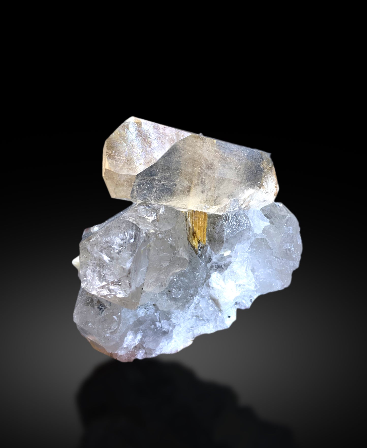 Natural Topaz Crystal on Quartz and Mica from Pakistan - 229 gram