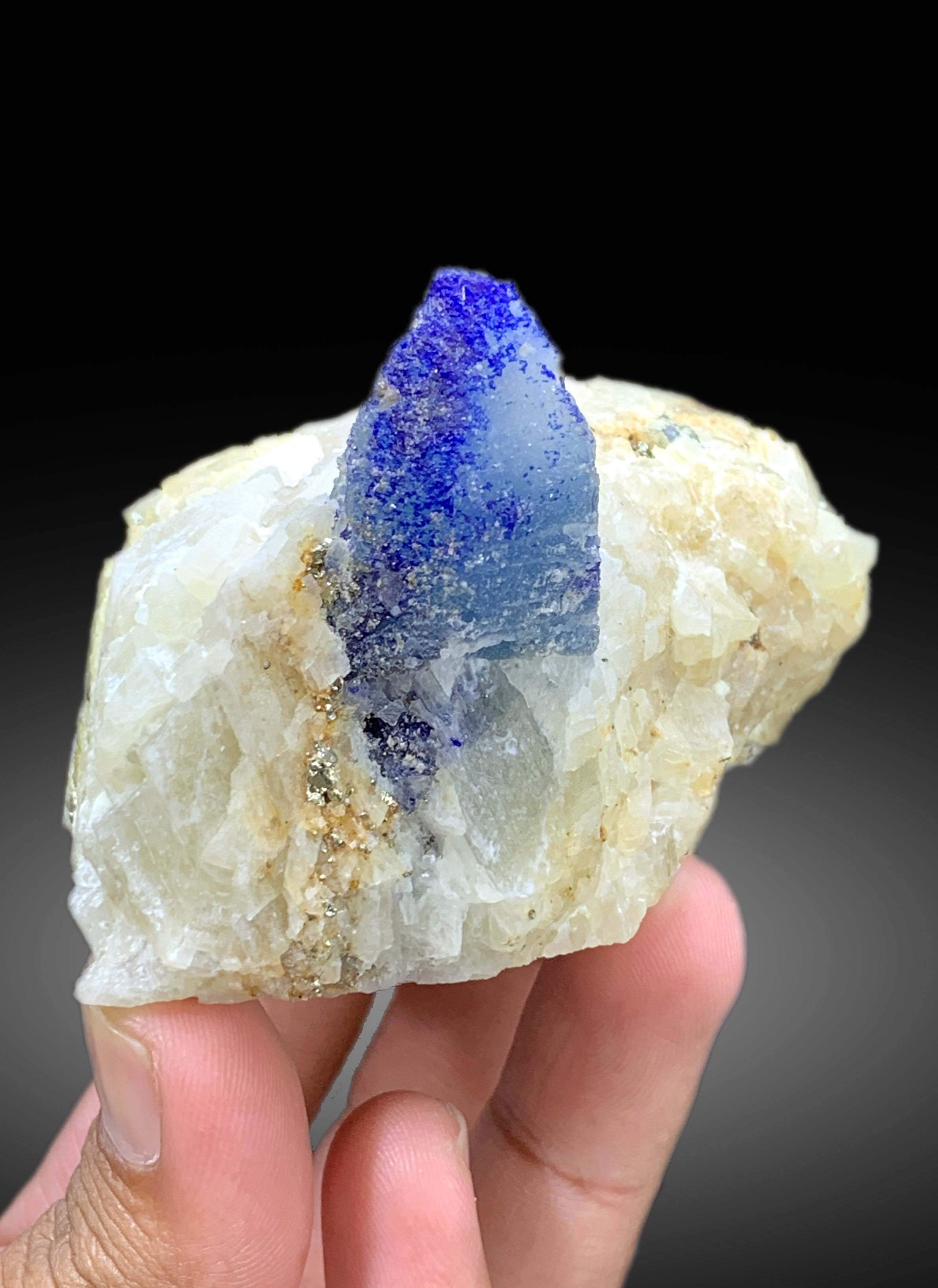 Rare Blue Afghanite with Pyrite on Matrix from Afghanistan - 250 gram