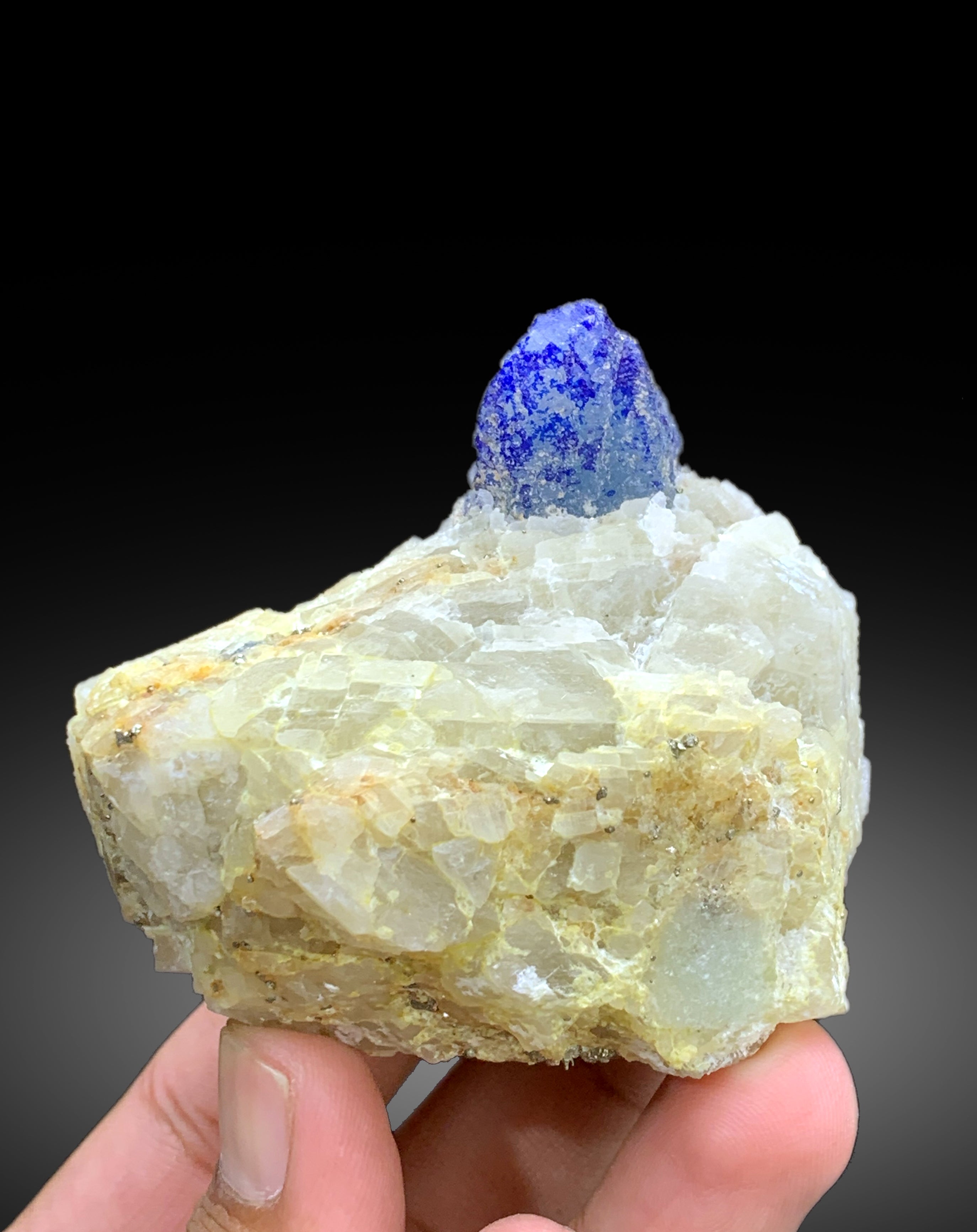 Rare Blue Afghanite with Pyrite on Matrix from Afghanistan - 250 gram