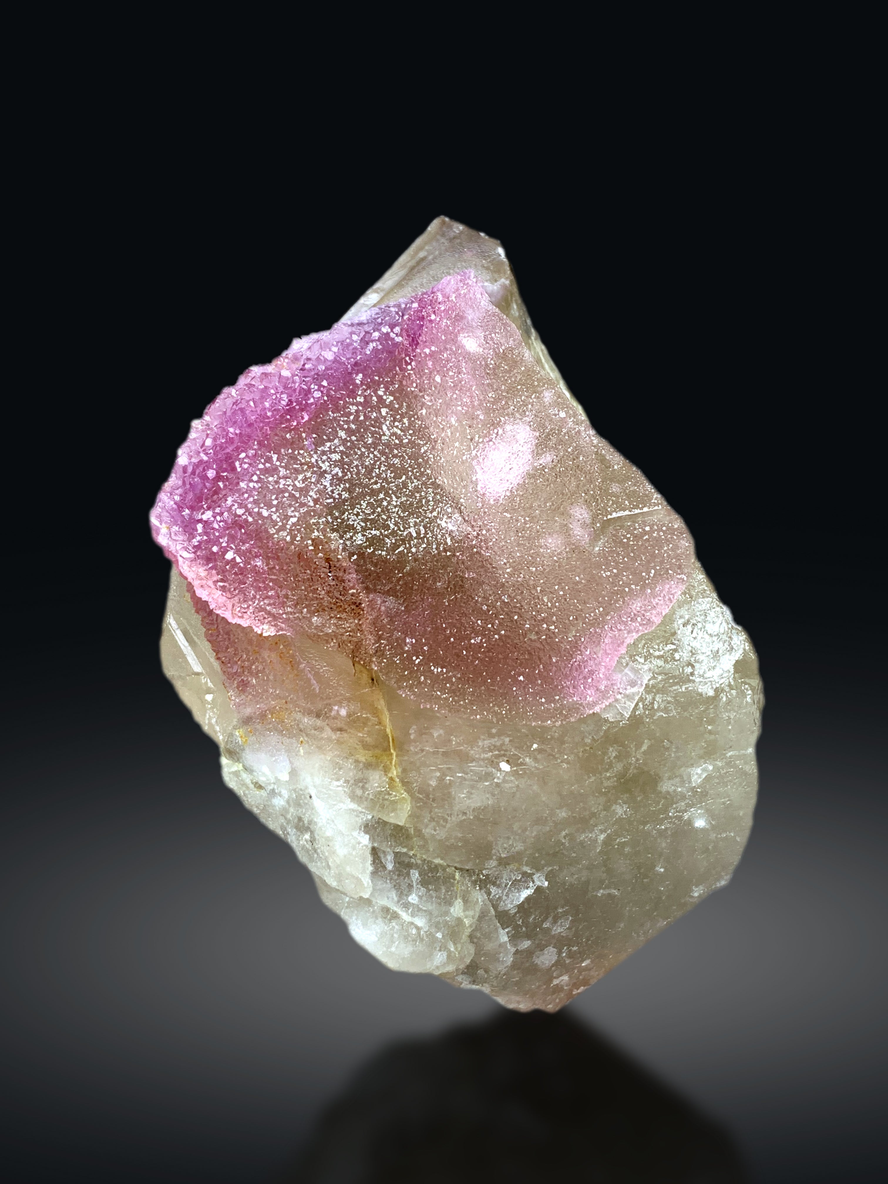 Crystallized Pink Rose Quartz on Smoky Quartz from Paprok Afghanistan - 623 grams