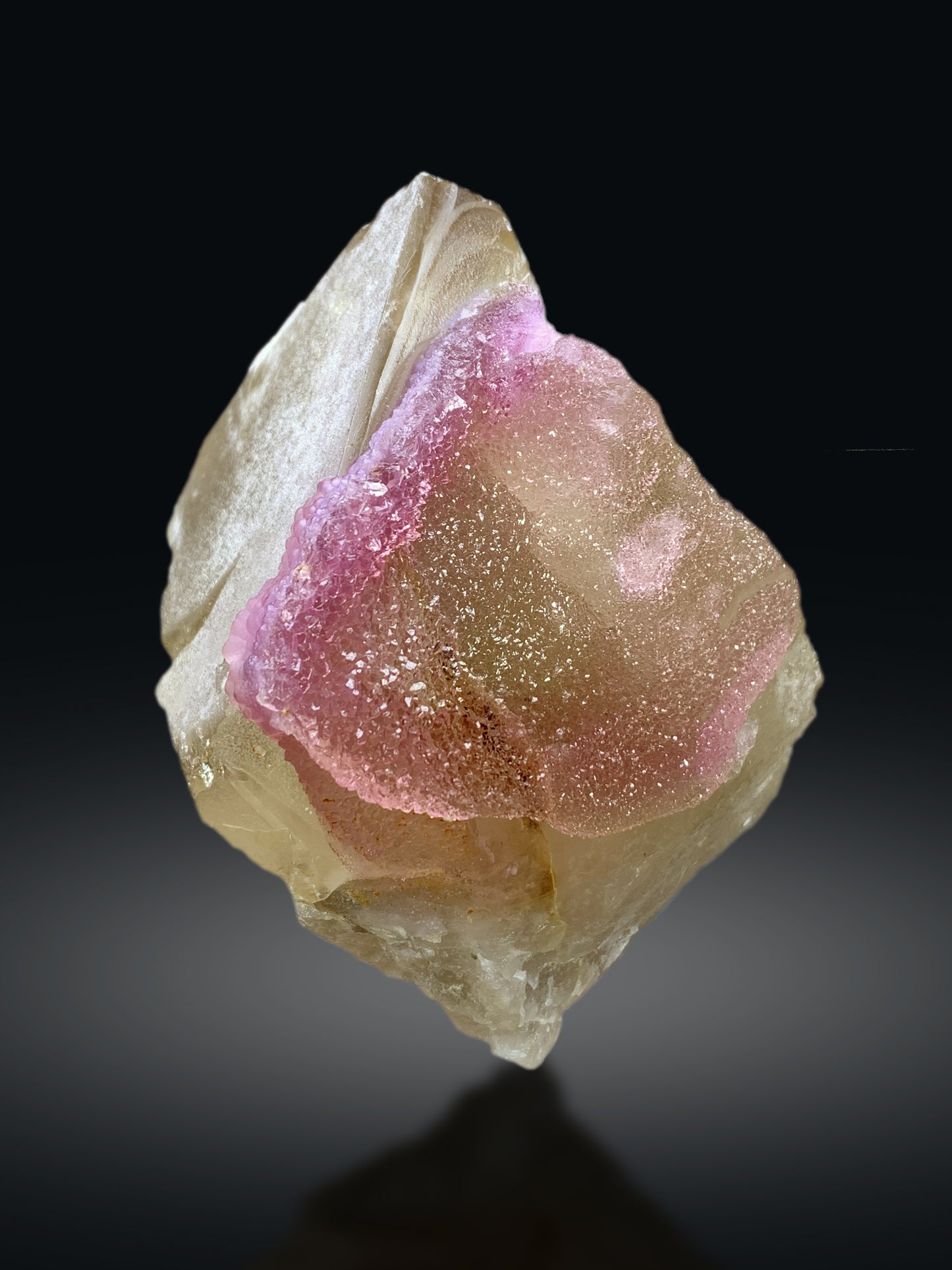 Crystallized Pink Rose Quartz on Smoky Quartz from Paprok Afghanistan - 623 grams