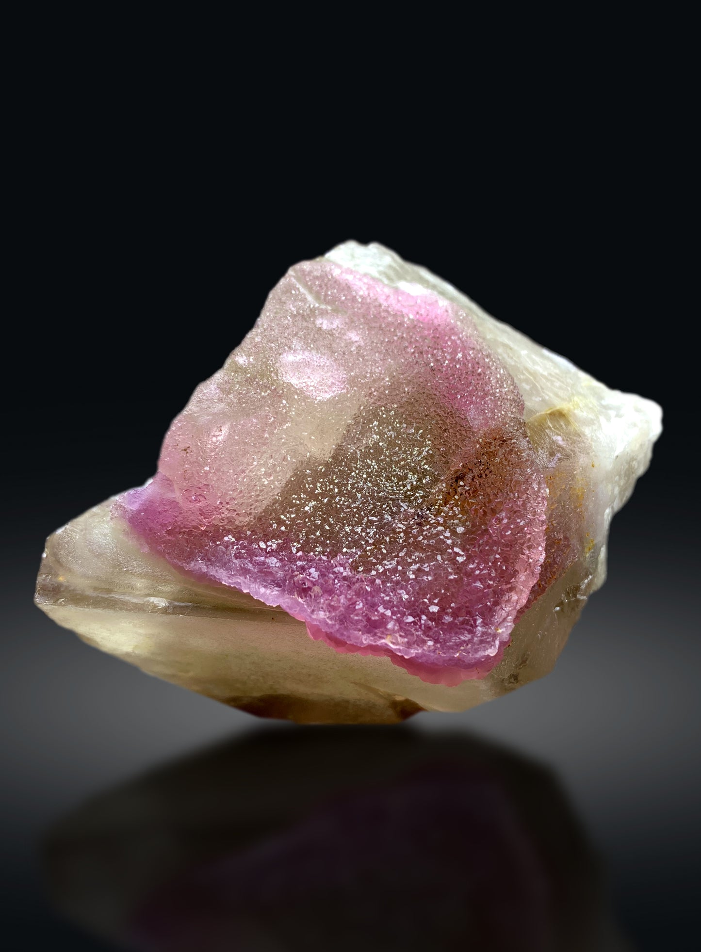 Crystallized Pink Rose Quartz on Smoky Quartz from Paprok Afghanistan - 623 grams