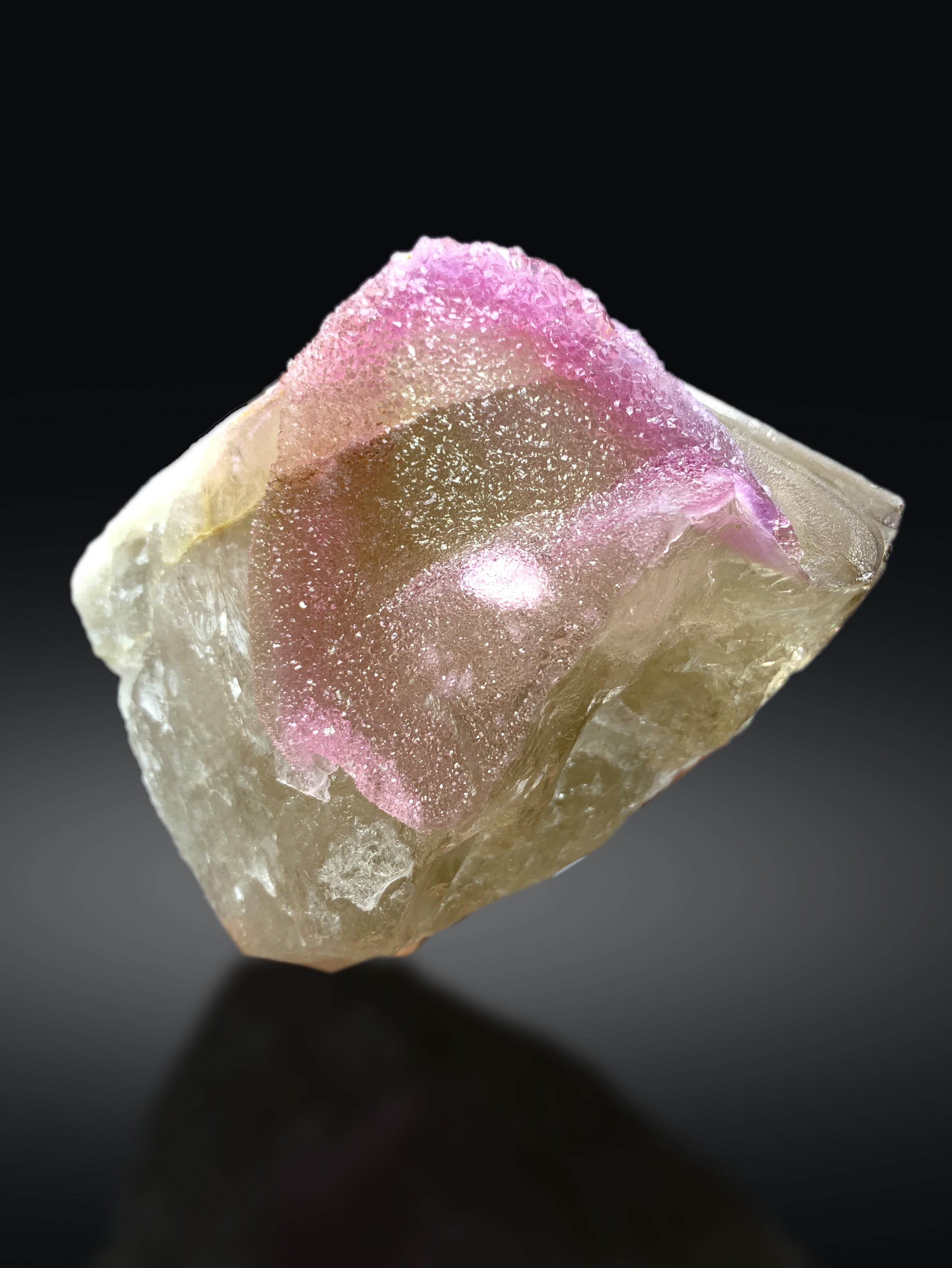 Crystallized Pink Rose Quartz on Smoky Quartz from Paprok Afghanistan - 623 grams