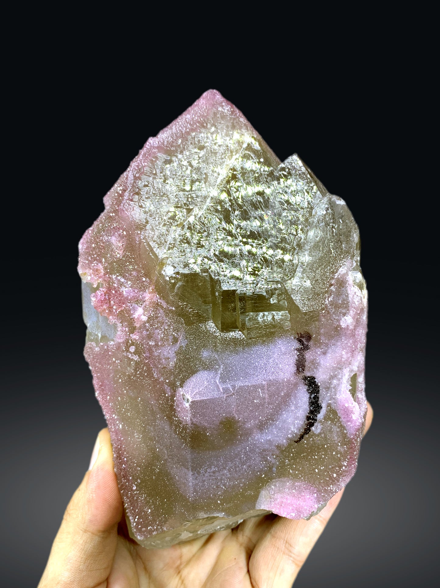 Crystallized Pink Rose Quartz on Smoky Quartz from Paprok Afghanistan - 1717 grams