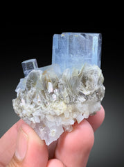 Natural Sky Blue Aquamarine Crystals with Muscovite from Nagar valley Hunza, Pakistan - 67 gram