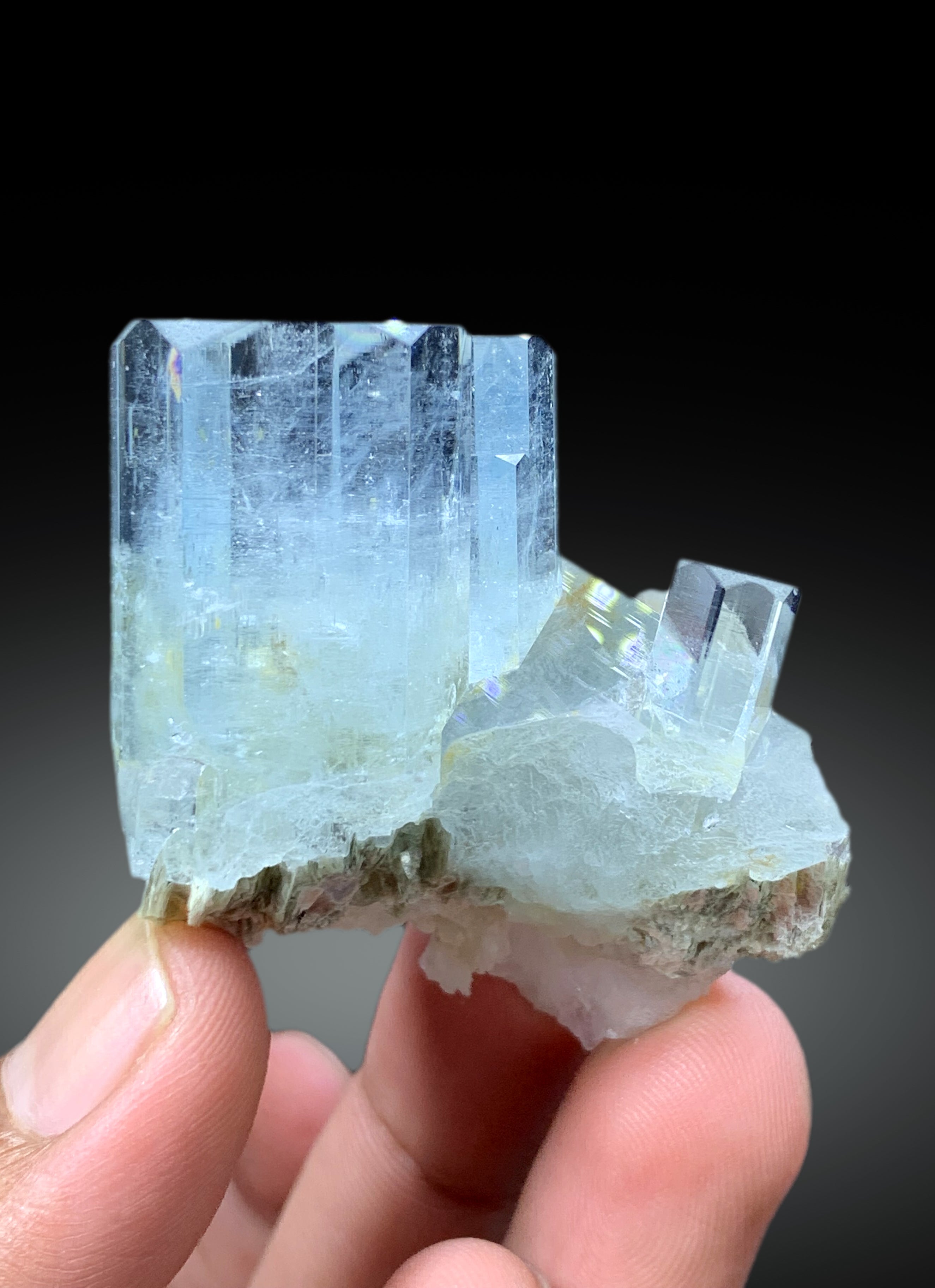 Natural Sky Blue Aquamarine Crystals with Muscovite from Nagar valley Hunza, Pakistan - 67 gram