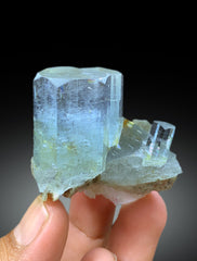 Natural Sky Blue Aquamarine Crystals with Muscovite from Nagar valley Hunza, Pakistan - 67 gram