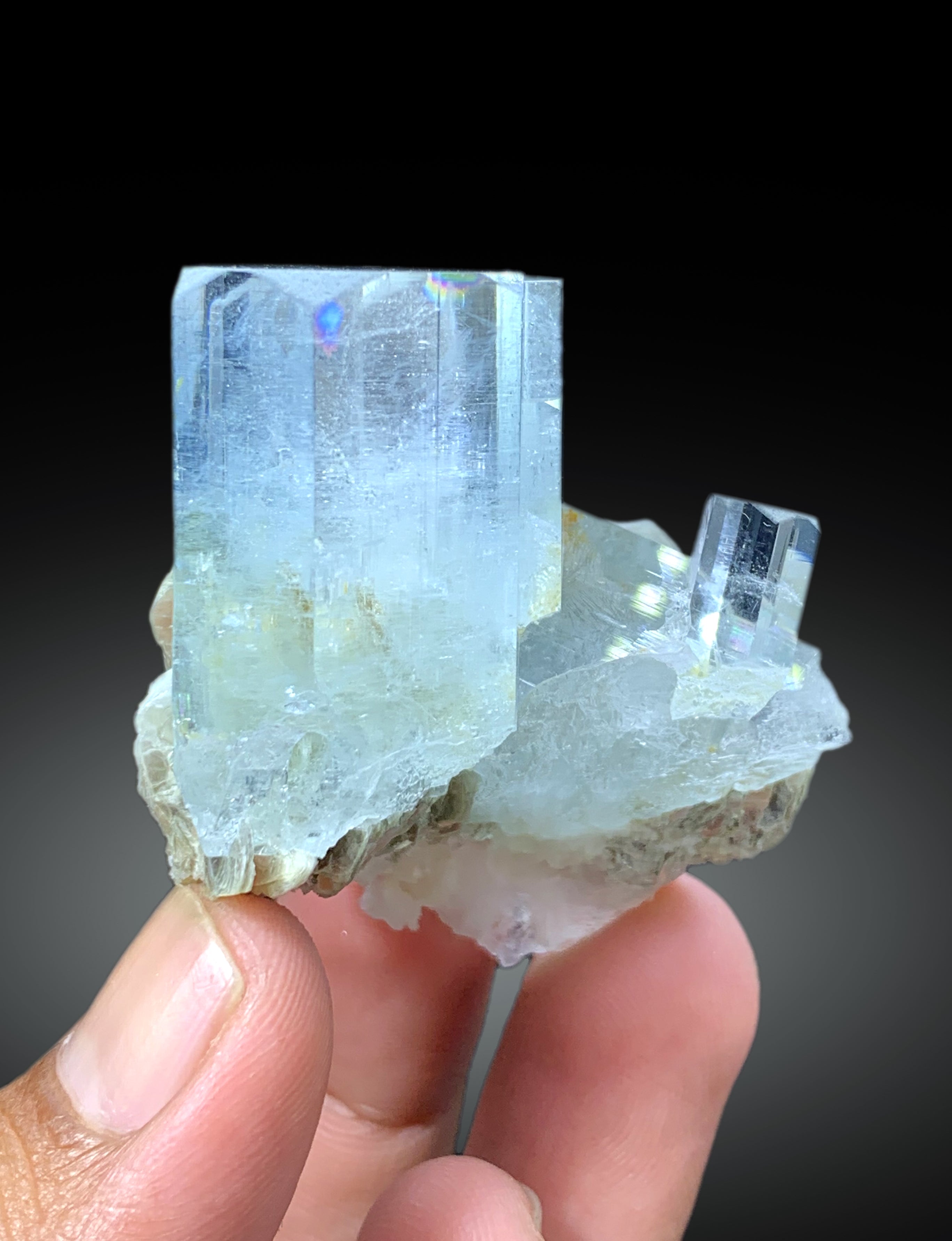 Natural Sky Blue Aquamarine Crystals with Muscovite from Nagar valley Hunza, Pakistan - 67 gram