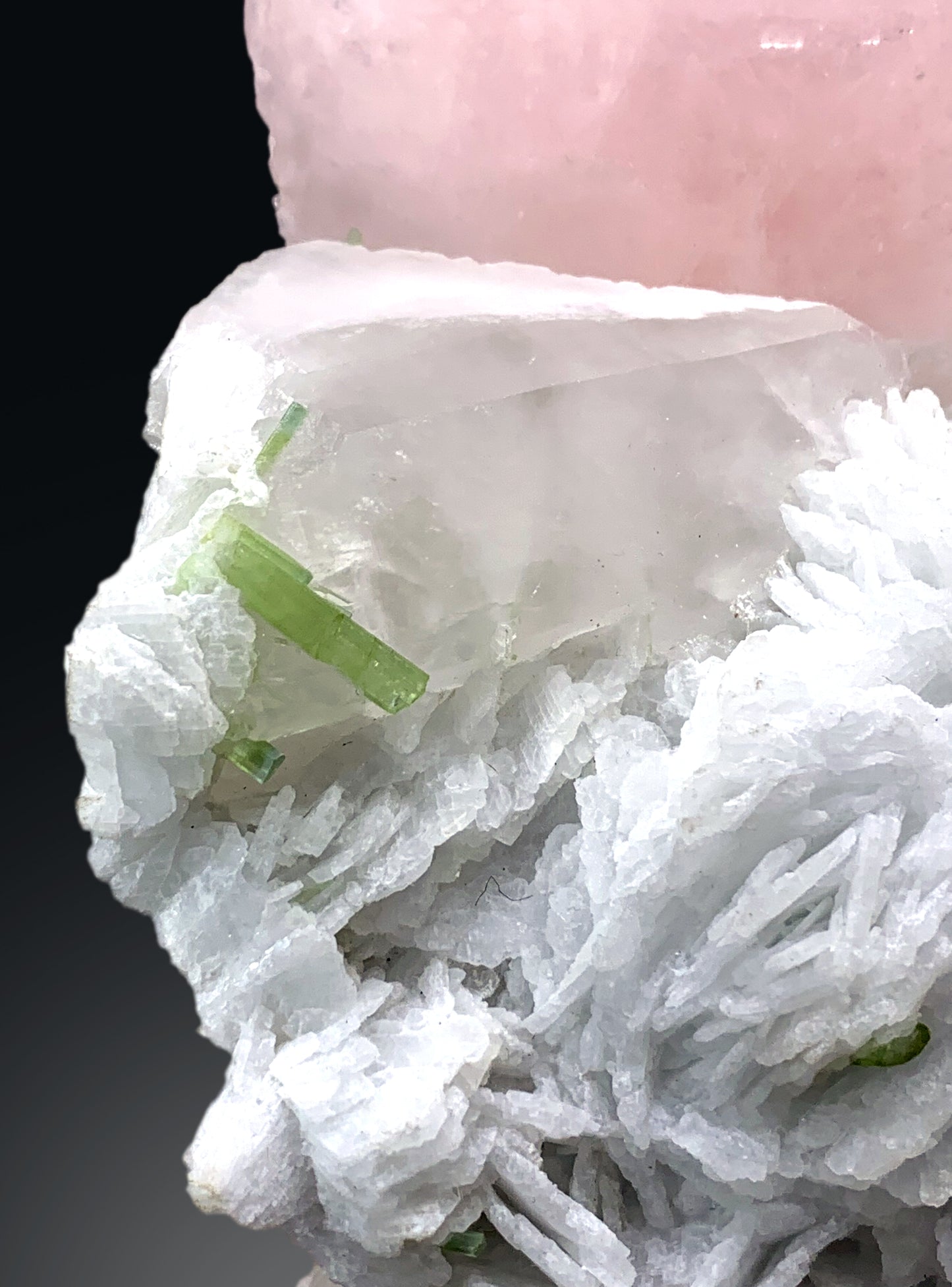 Pink Morganite with Green Tourmalines, Cleavelandite Albite and Quartz from Afghanistan - 1213 gram