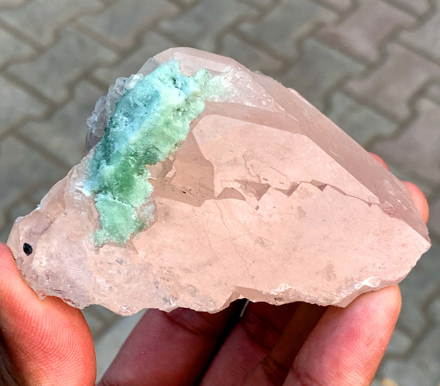 Pink Morganite with Green Tourmalines and Quartz, Morganite Specimen, Tourmaline Cluster, Mineral Specimen, Raw Gemstone, 270 g