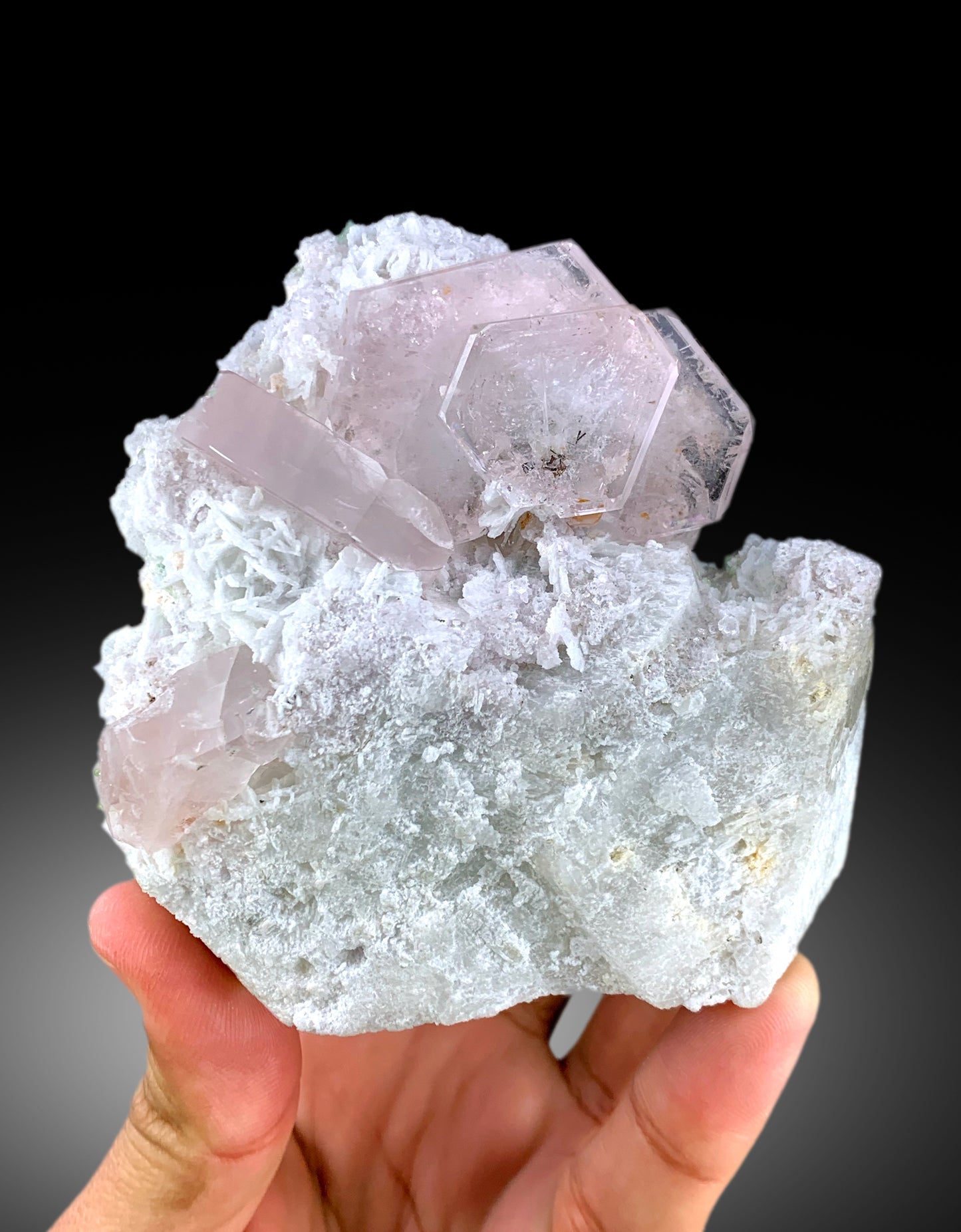 Natural Pink Color Morganite Crystals with Green Tourmalines and Cleavelandite Albite, Morganite Specimen from Afghanistan - 665 gram