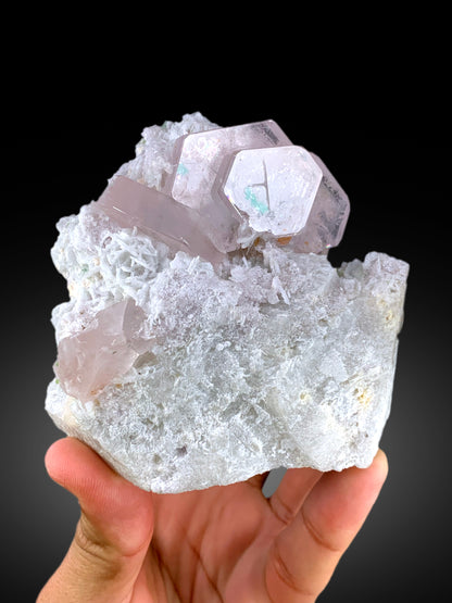 Natural Pink Color Morganite Crystals with Green Tourmalines and Cleavelandite Albite, Morganite Specimen from Afghanistan - 665 gram