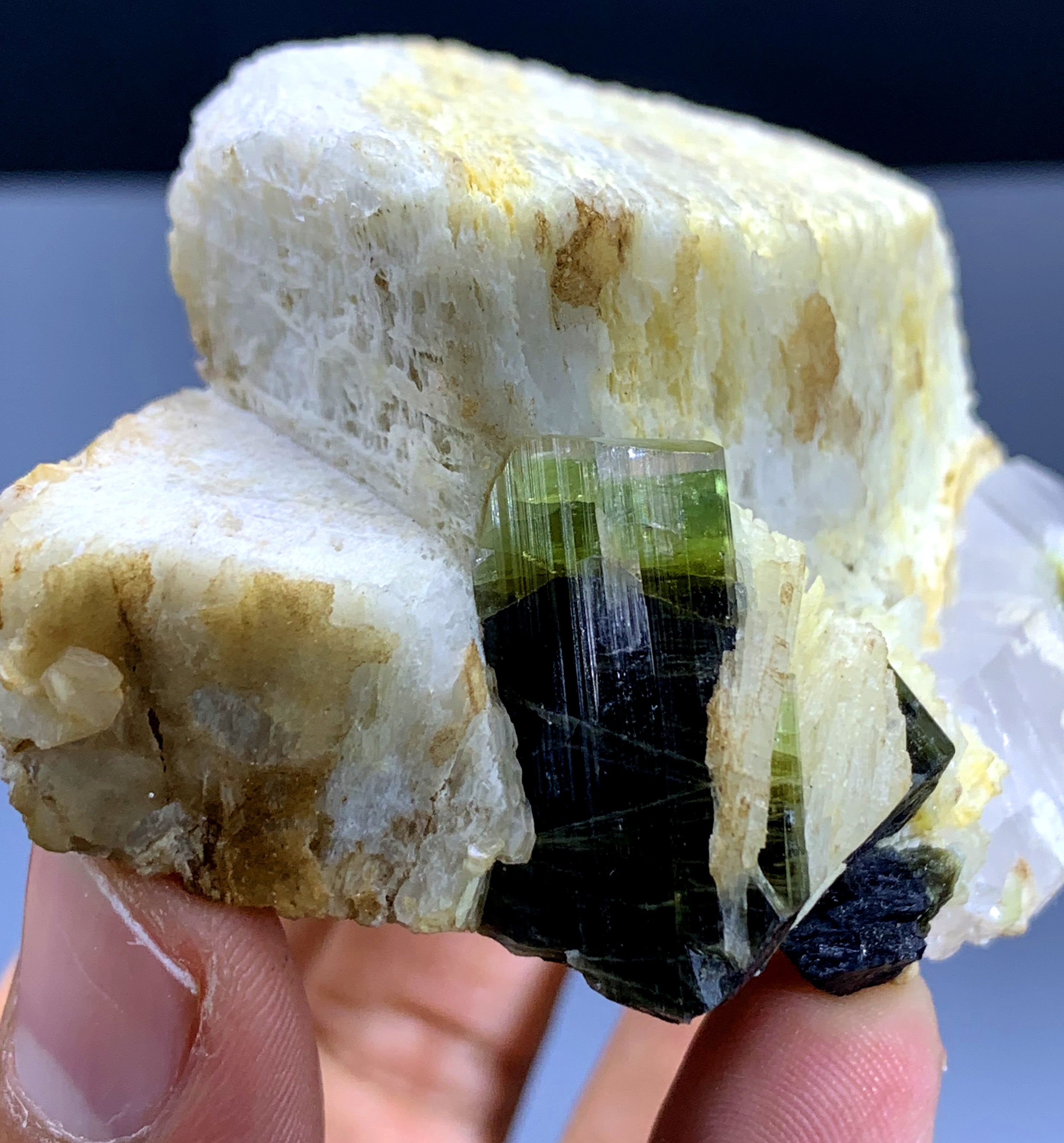Bicolor Tourmaline on Feldspar from Pakistan - 129 gram
