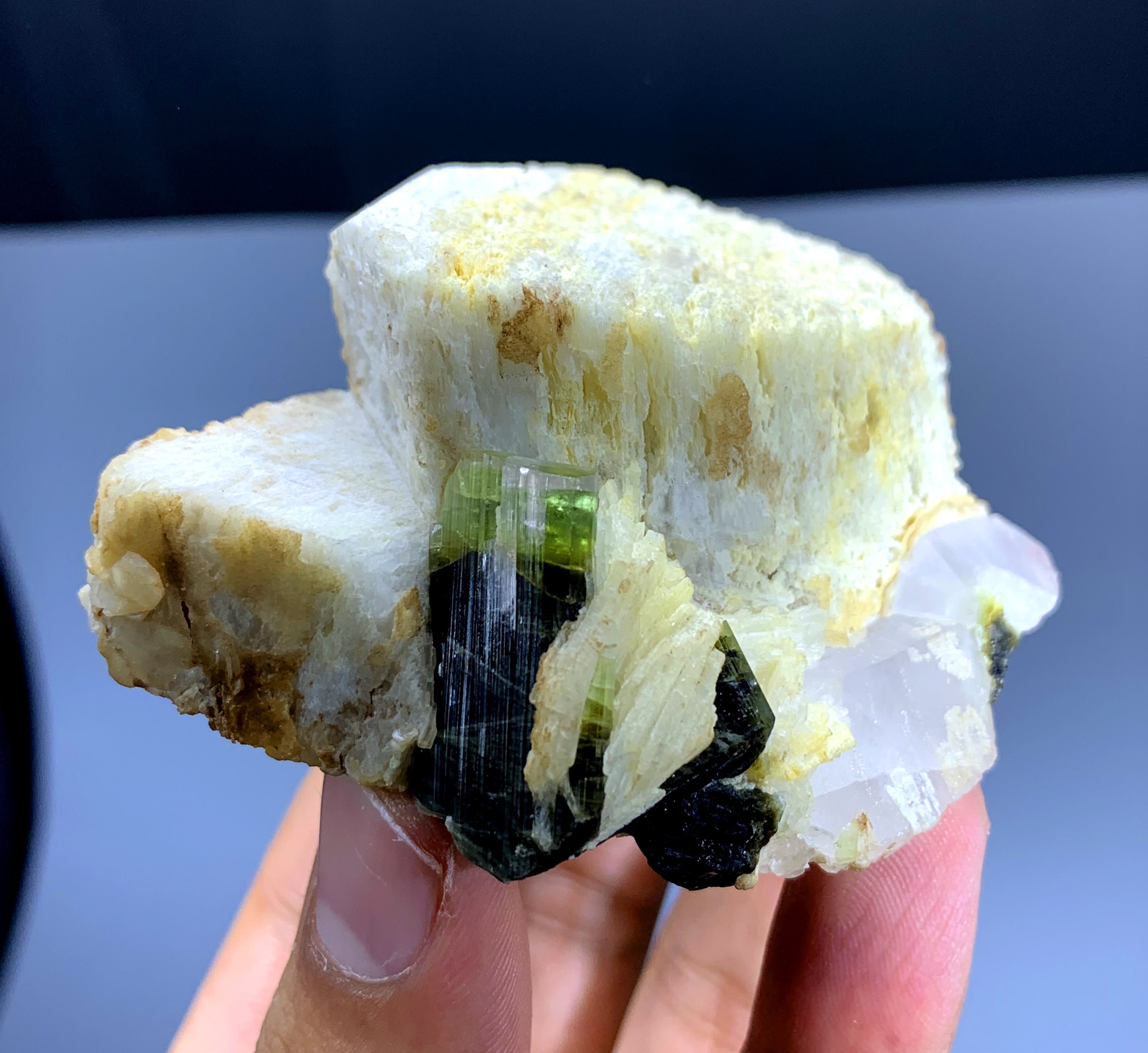 Bicolor Tourmaline on Feldspar from Pakistan - 129 gram