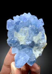 Blue Celestine Crystals with Yellow Calcite from Afghanistan, 242 gram