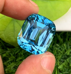 Cusshion Cut Swiss Blue Topaz Gemstone, Topaz Faceted Cut Stone - 45 CT