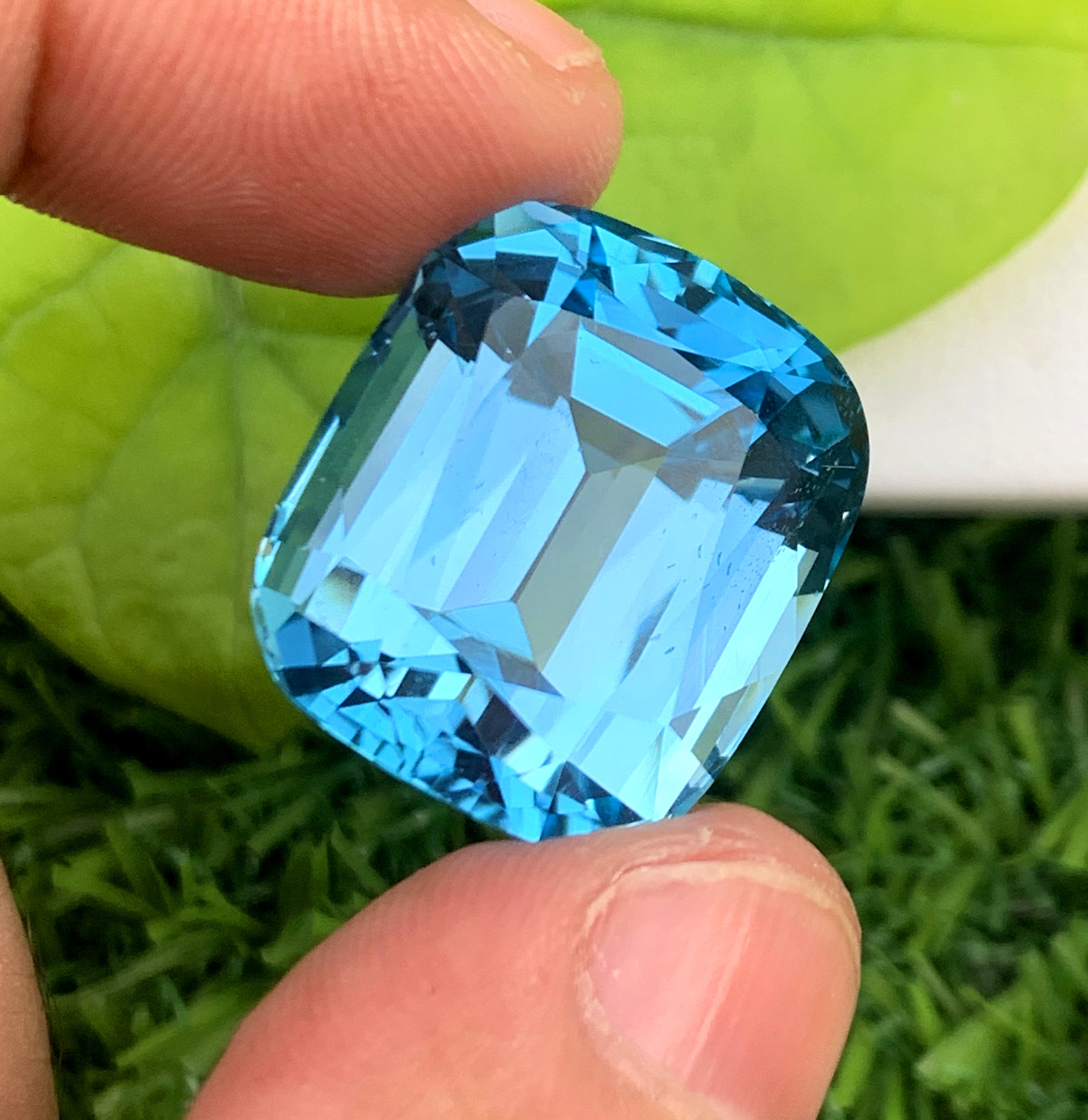 Cusshion Cut Swiss Blue Topaz Gemstone, Topaz Faceted Cut Stone - 45 CT