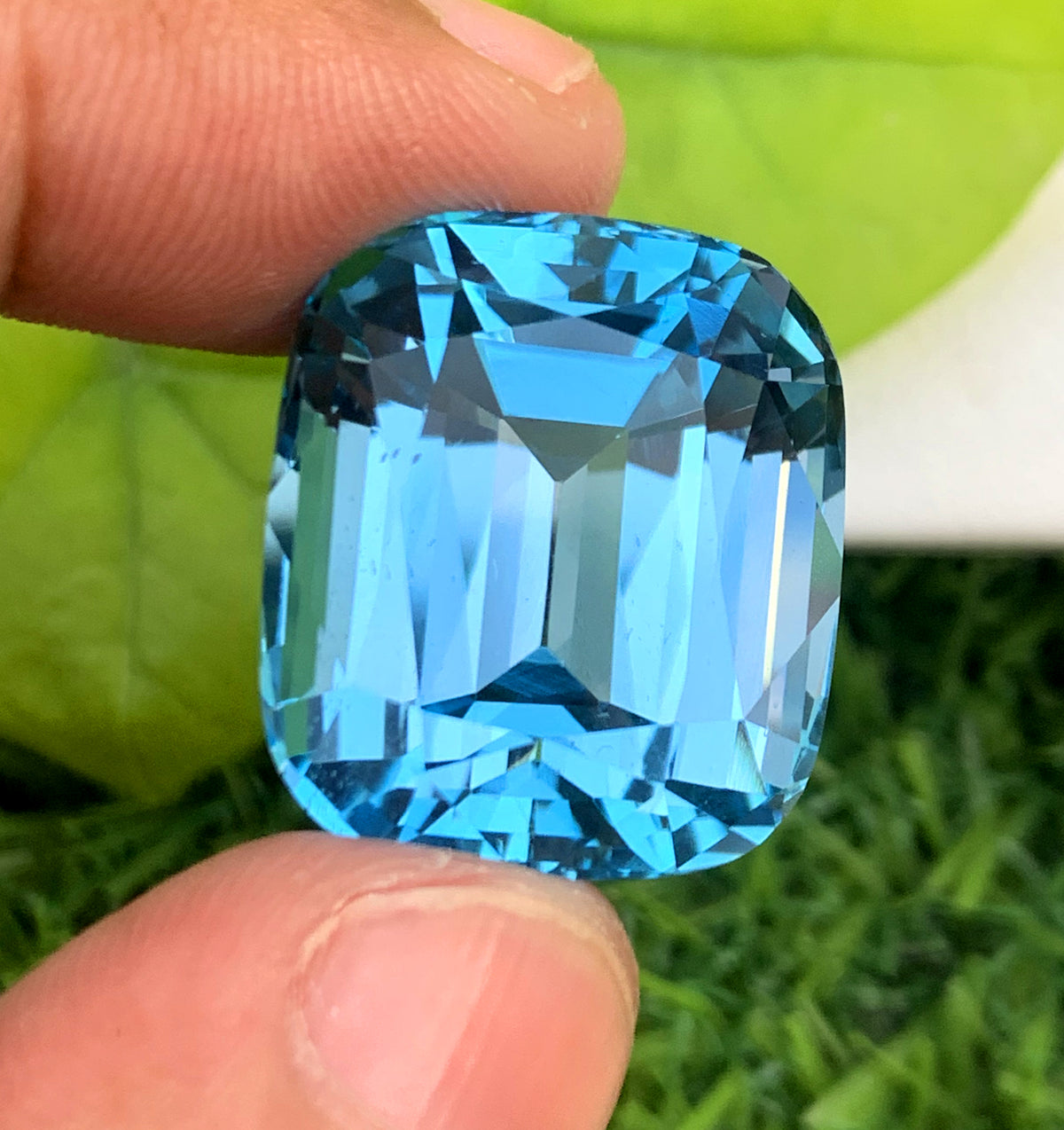 Cusshion Cut Swiss Blue Topaz Gemstone, Topaz Faceted Cut Stone - 45 CT