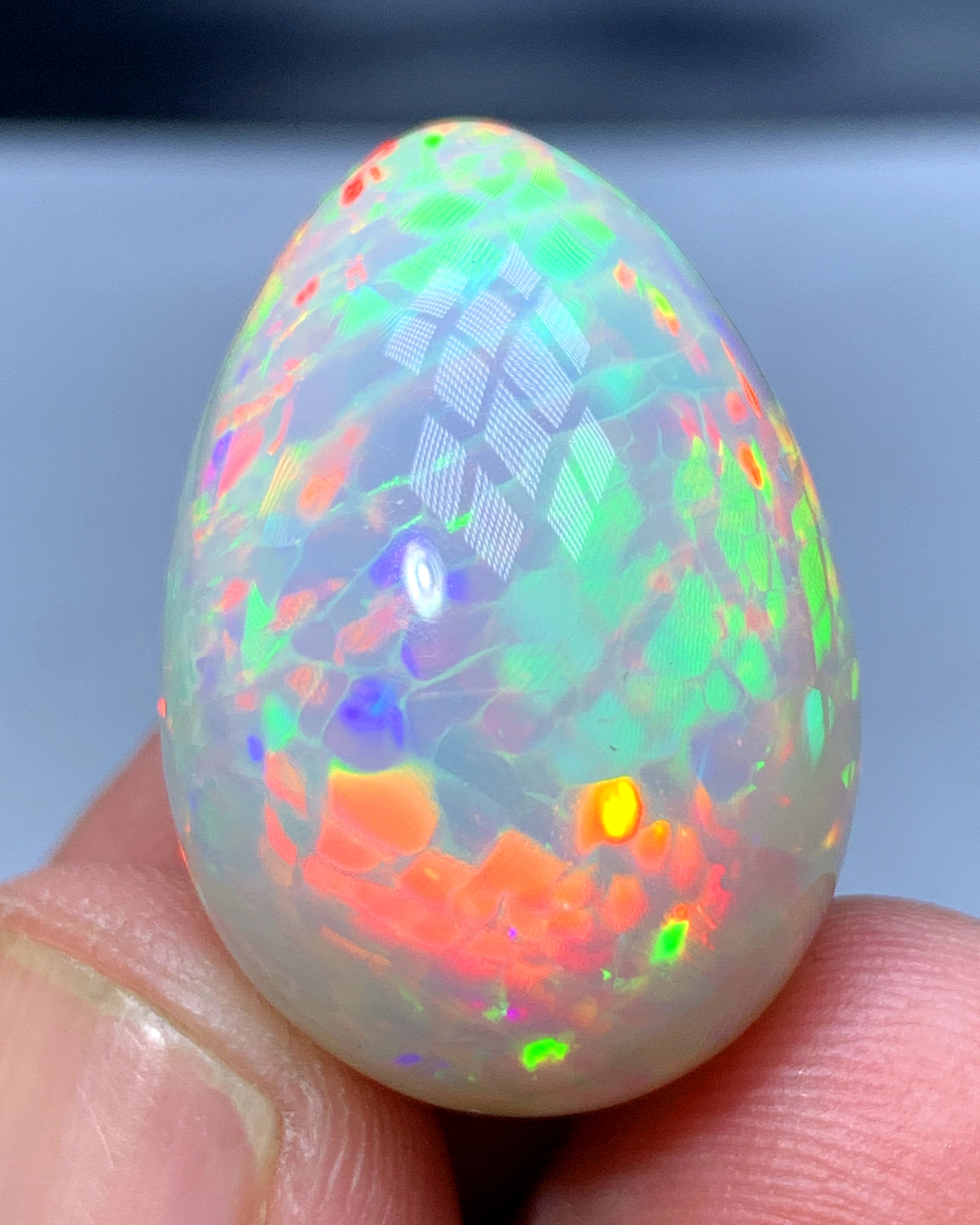 Full Fire Honeycomb Opal Cabochon, Ethiopian Earth Mined Welo Opal Cabochon, Natural Opal Ring, Opal Gemstone, Jewelry Making - 30.95 CT