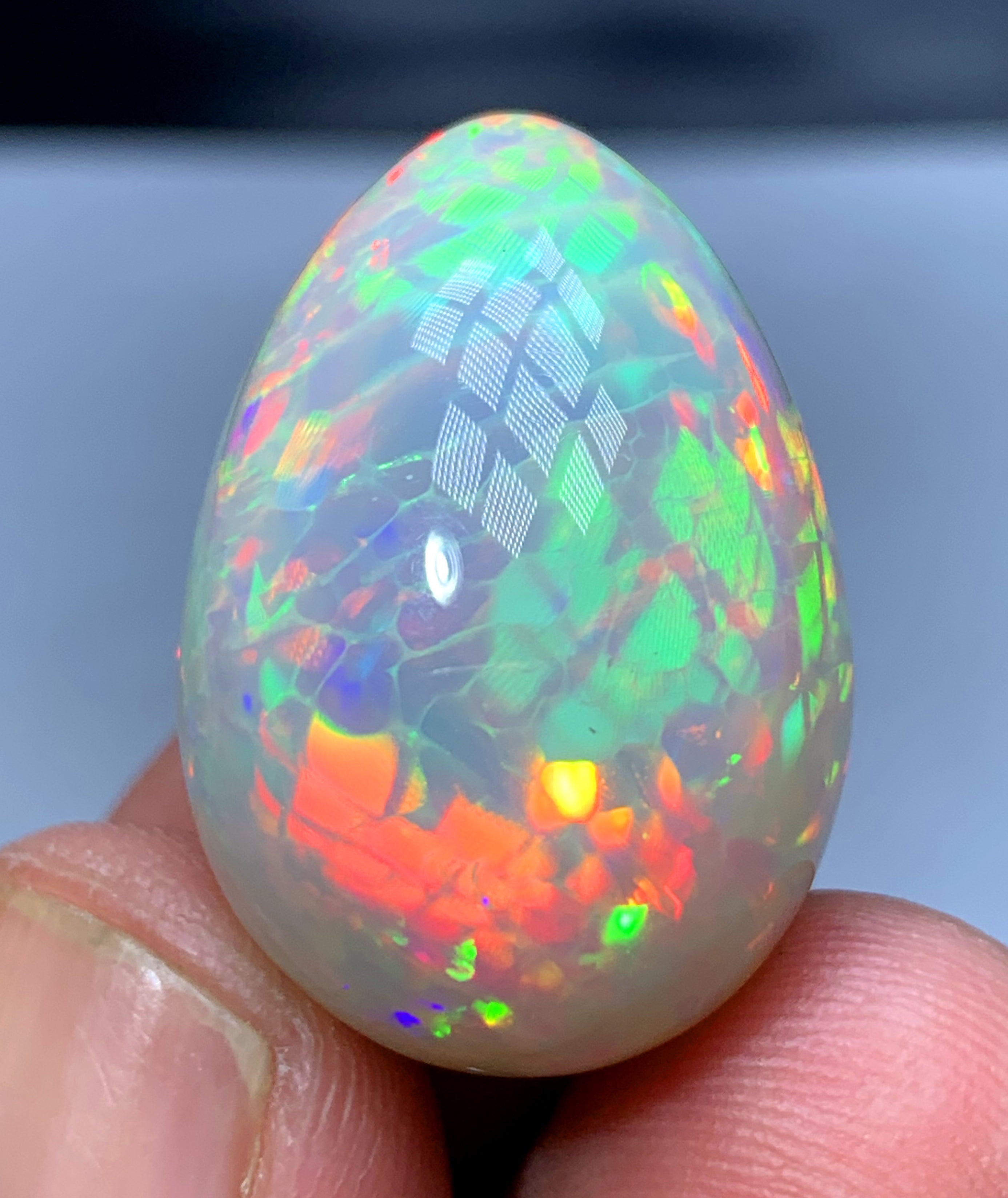 Full Fire Honeycomb Opal Cabochon, Ethiopian Earth Mined Welo Opal Cabochon, Natural Opal Ring, Opal Gemstone, Jewelry Making - 30.95 CT