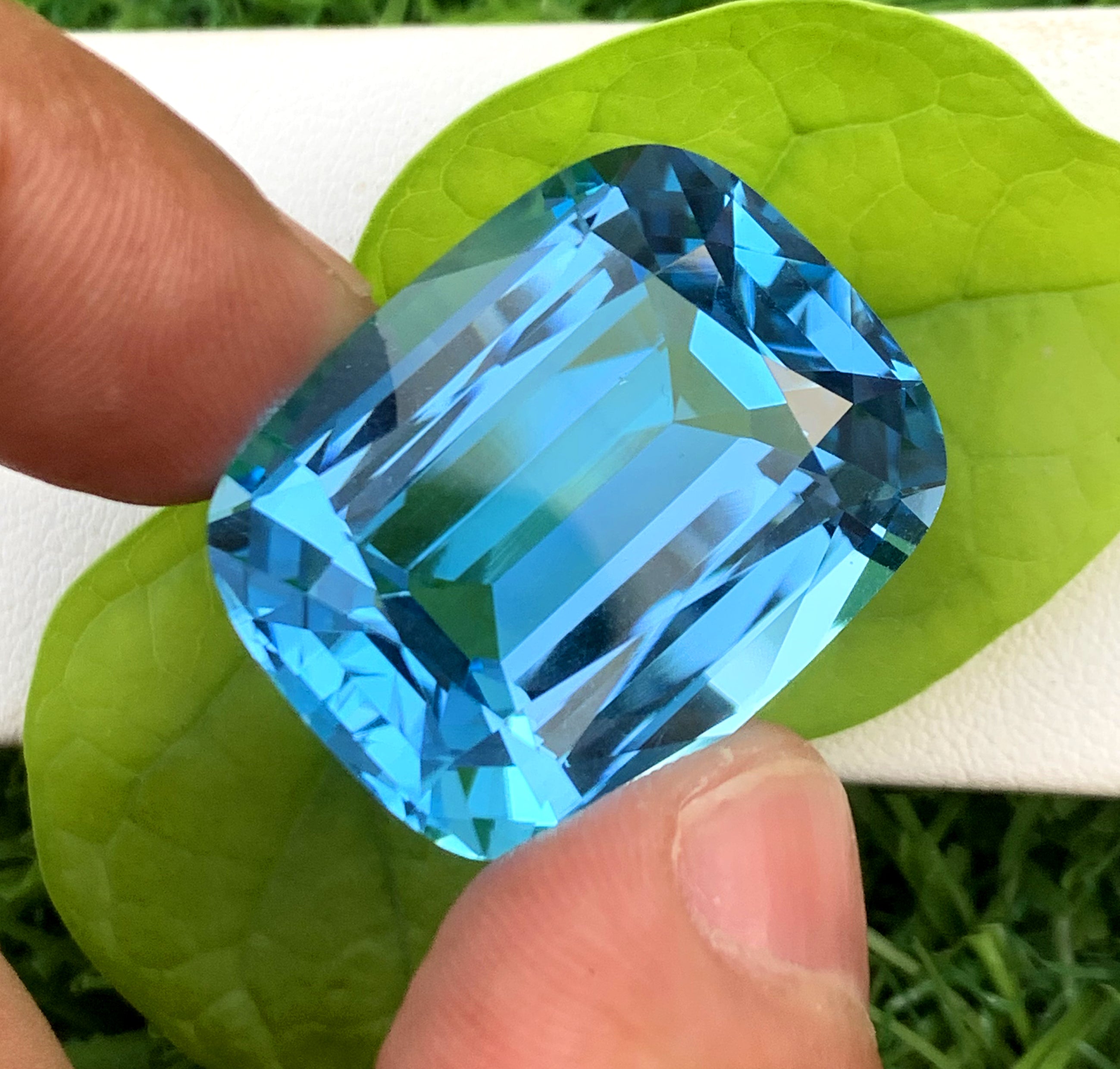 Cusshion Cut Swiss Blue Topaz Gemstone, Topaz Faceted Cut Stone - 57.35 CT