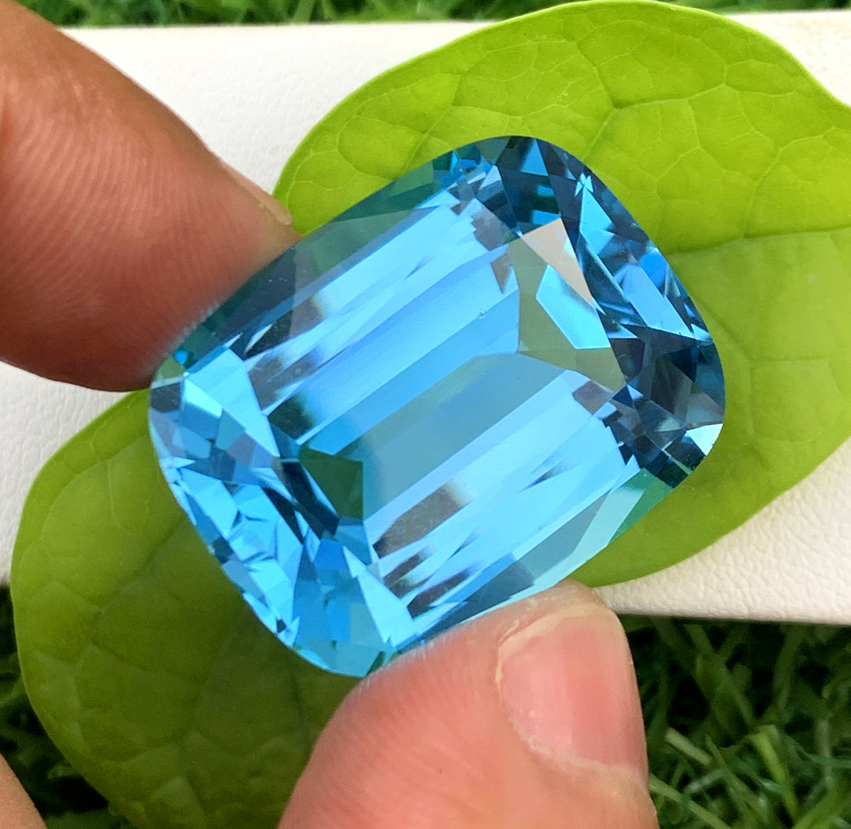 Cusshion Cut Swiss Blue Topaz Gemstone, Topaz Faceted Cut Stone - 57.35 CT