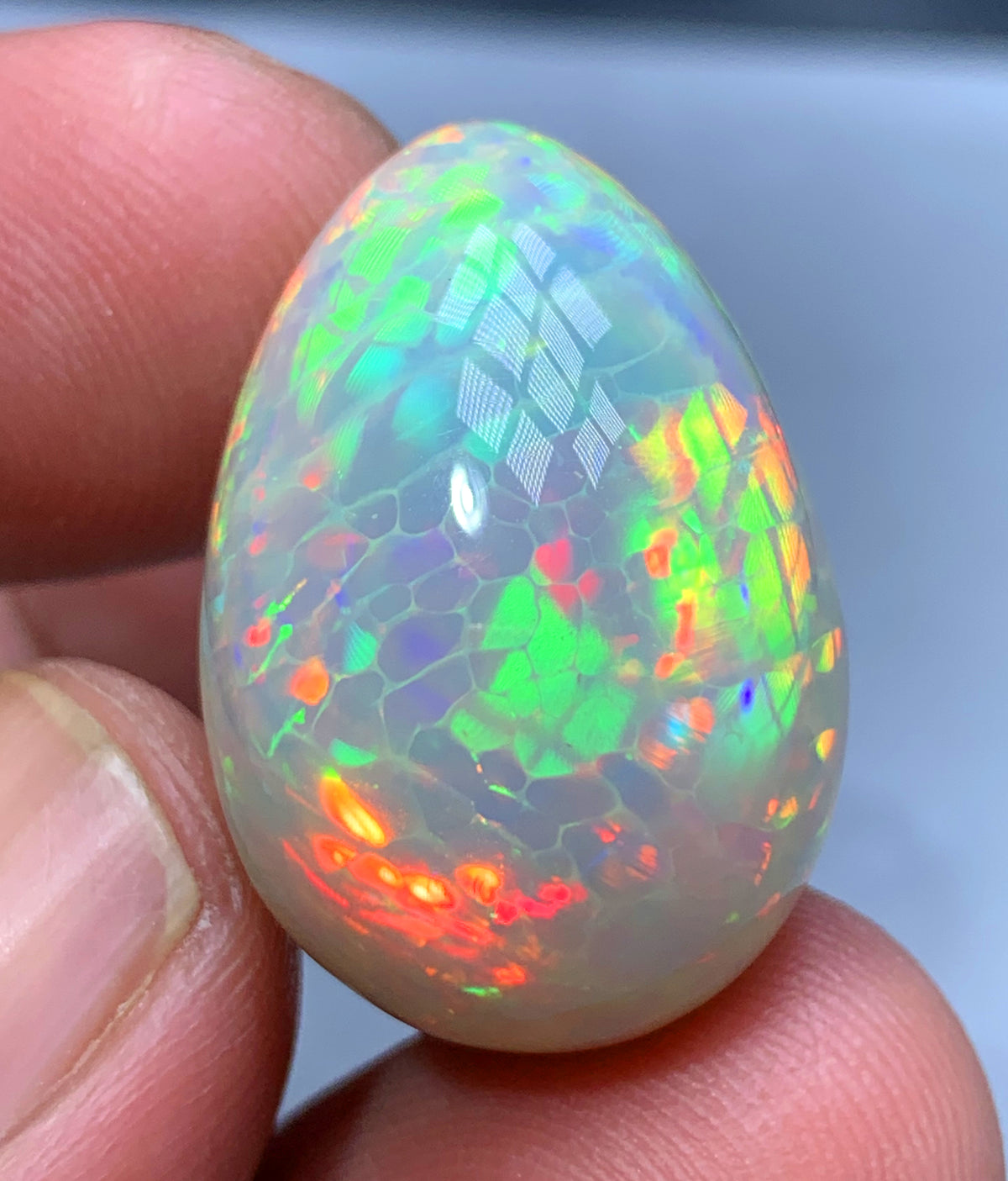 Full Fire Honeycomb Opal Cabochon, Ethiopian Earth Mined Welo Opal Cabochon, Natural Opal Ring, Opal Gemstone, Jewelry Making - 30.95 CT