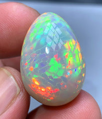 Full Fire Honeycomb Opal Cabochon, Ethiopian Earth Mined Welo Opal Cabochon, Natural Opal Ring, Opal Gemstone, Jewelry Making - 30.95 CT