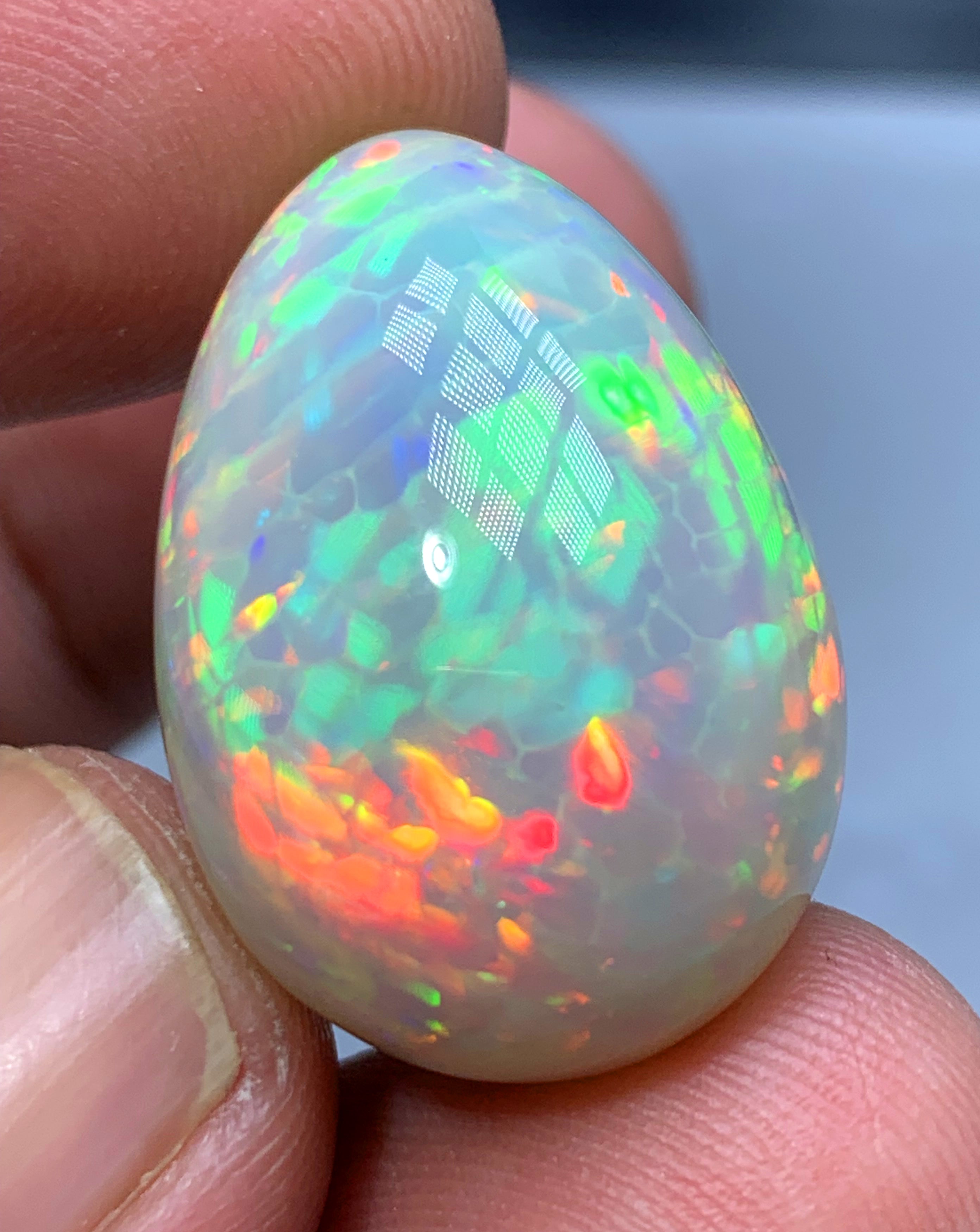 Full Fire Honeycomb Opal Cabochon, Ethiopian Earth Mined Welo Opal Cabochon, Natural Opal Ring, Opal Gemstone, Jewelry Making - 30.95 CT